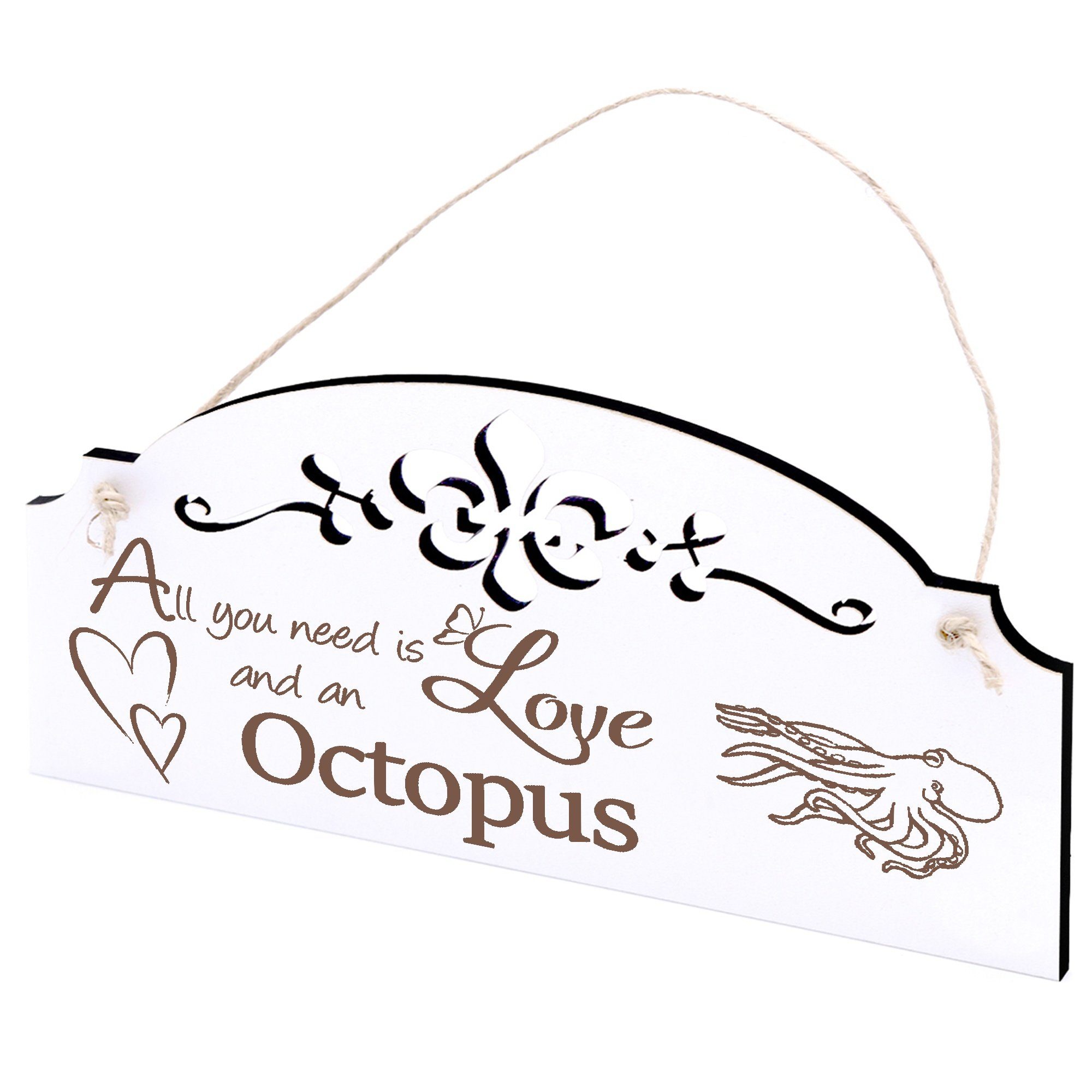 Dekolando Hängedekoration swimmender Octopus Deko 20x10cm All you need is Love