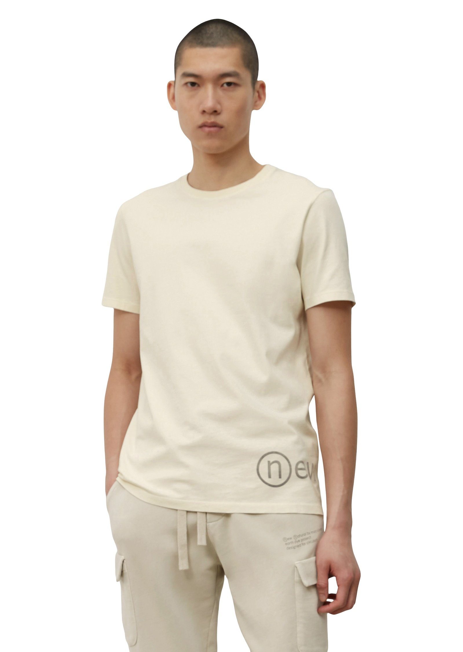Marc O'Polo T-Shirt mit mineralischen Erdpigmenten gefärbt weiß