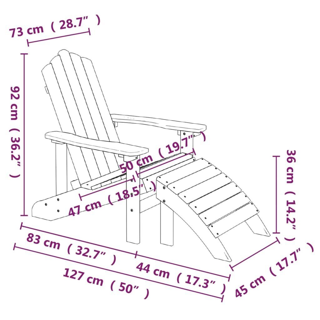 Fußstütze furnicato Adirondack-mit HDPE Weiß Gartenstuhl