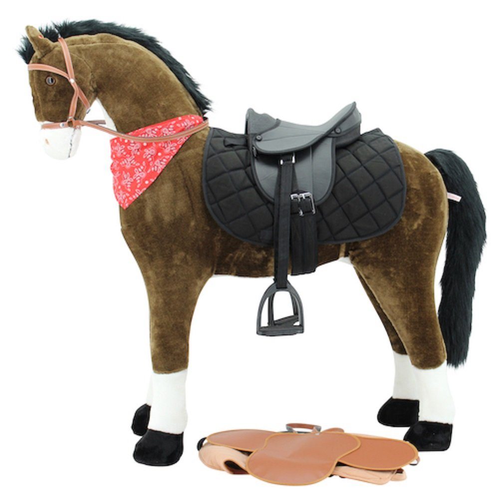 Sweety-Toys Stehpferd Sweety Toys 11087 Plüsch-Stehpferd Reitpferd XXL 125 cm mit Sattel