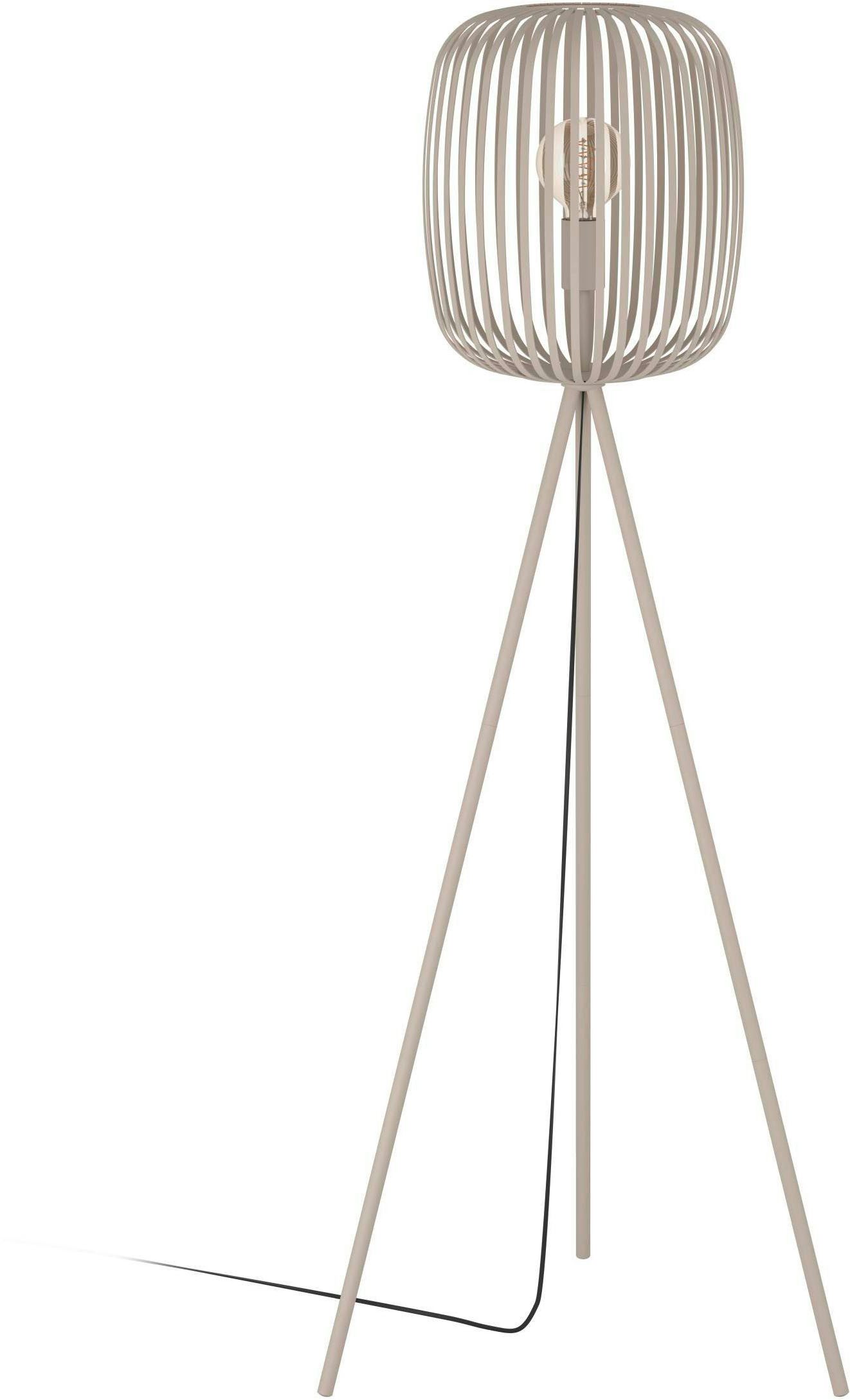 EGLO Stehlampe Stehleuchte ROMAZZINA, exkl. E27, Stahl, Stehlampe, Ein-/Ausschalter, ohne Leuchtmittel, Stativ Standleuchte, Dreibein, 140,5x32,5cm, Wohnzimmerlampe