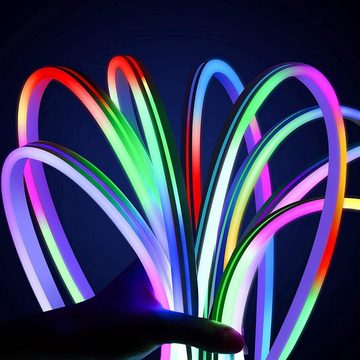 oyajia LED Stripe 5m LED Neon Strip, 12V RGB LED Lichtband, mit WIFI-Controller, Musik Sync Farbwechsel LED Strip für Alexa und Google Assistant