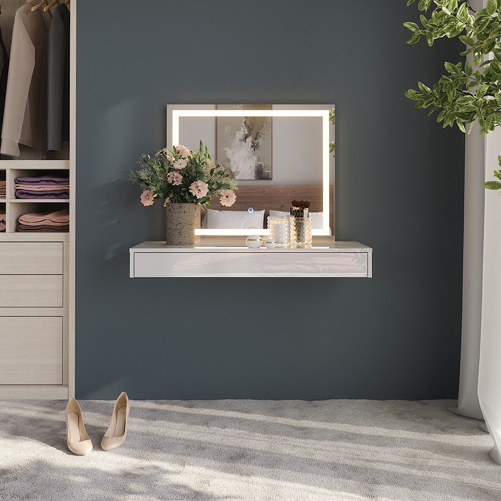 Vicco Schminktisch Sherry, Weiß, 100 cm 2 Teile (2-St)