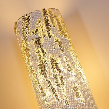 hofstein Stehlampe »»Casaso« Stehleuchte aus Pailletten in Gold-Weiß, 2-flammige Bodenlampe mit Fußschalter, 2 x E27 max. 40 Watt, Pailetten des Schirms können beliebig gewendet, geeignet für LED Leuchtmittel«