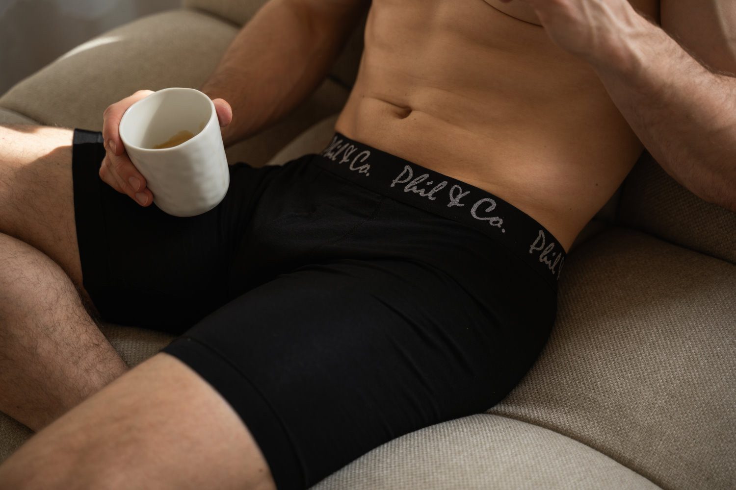 Phil & Co. Langer Boxer Herren Long Pants eng anliegend Boxer Shorts