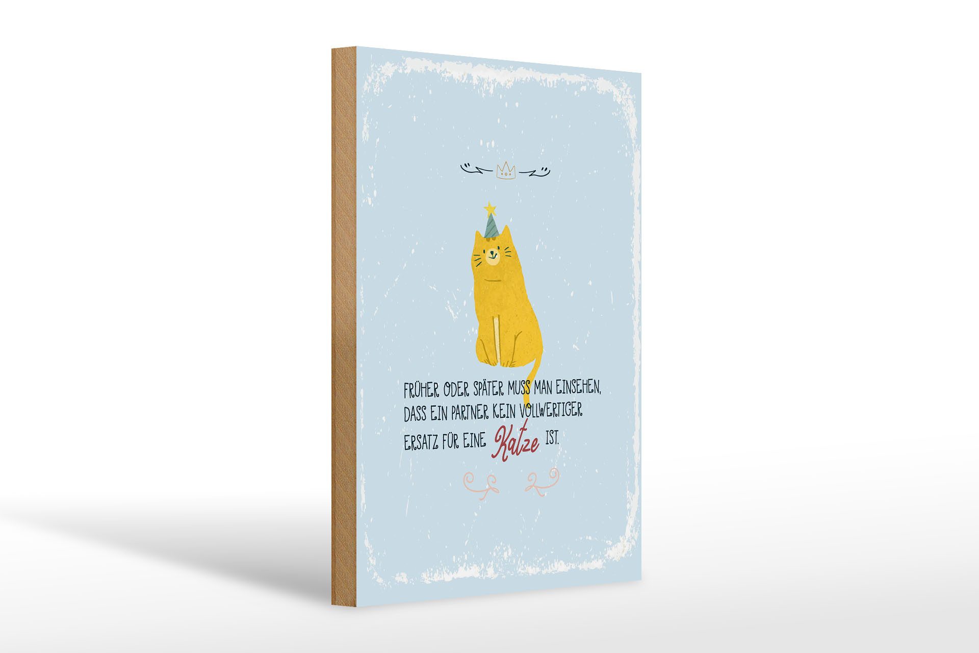 Femer GmbH Holzbild Spruch kein Ersatz für eine Katze 20x30cm, Sprüche