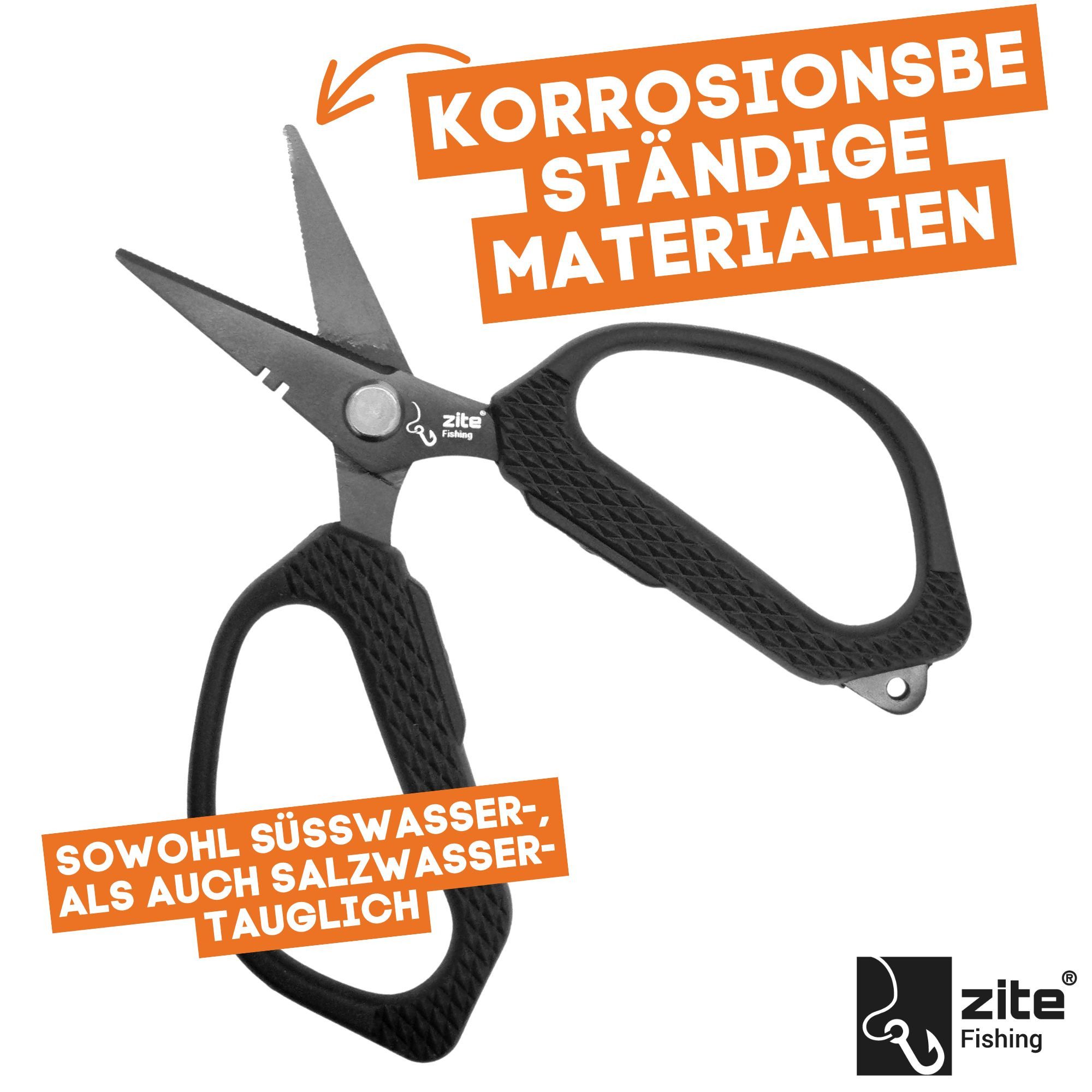 Zite Fischschere Angelschere - 12cm Schnurschere - perfekt auch für geflochtene Schnüre