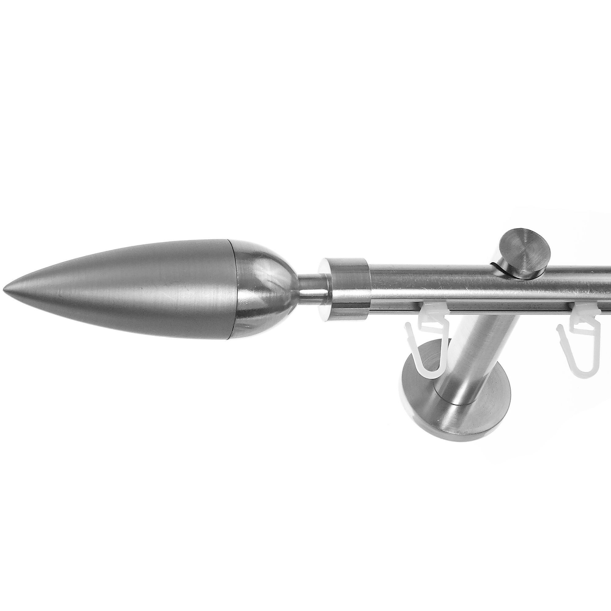 BASIT Gardinenstange Innenlauf 16 mm mit Wandträgern 280 cm E10, Ø 16 mm, 1-läufig, verschraubt, Aluminium, H70 280 cm E10 Spitze