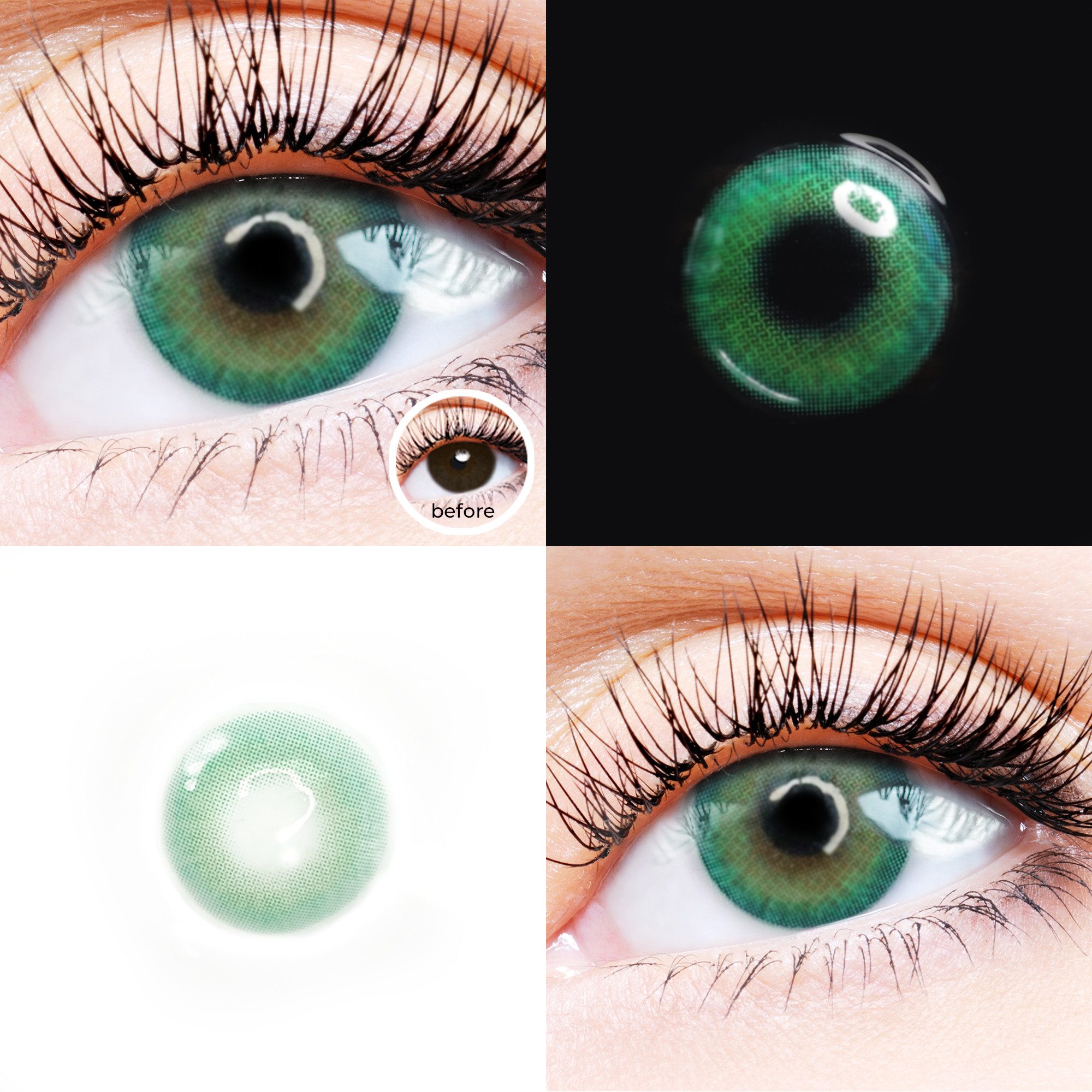 LuxDelux Farblinsen Tropical Green - moosgrüne Farbige Kontaktlinsen ohne Sehstärke, Weiche Farblinsen