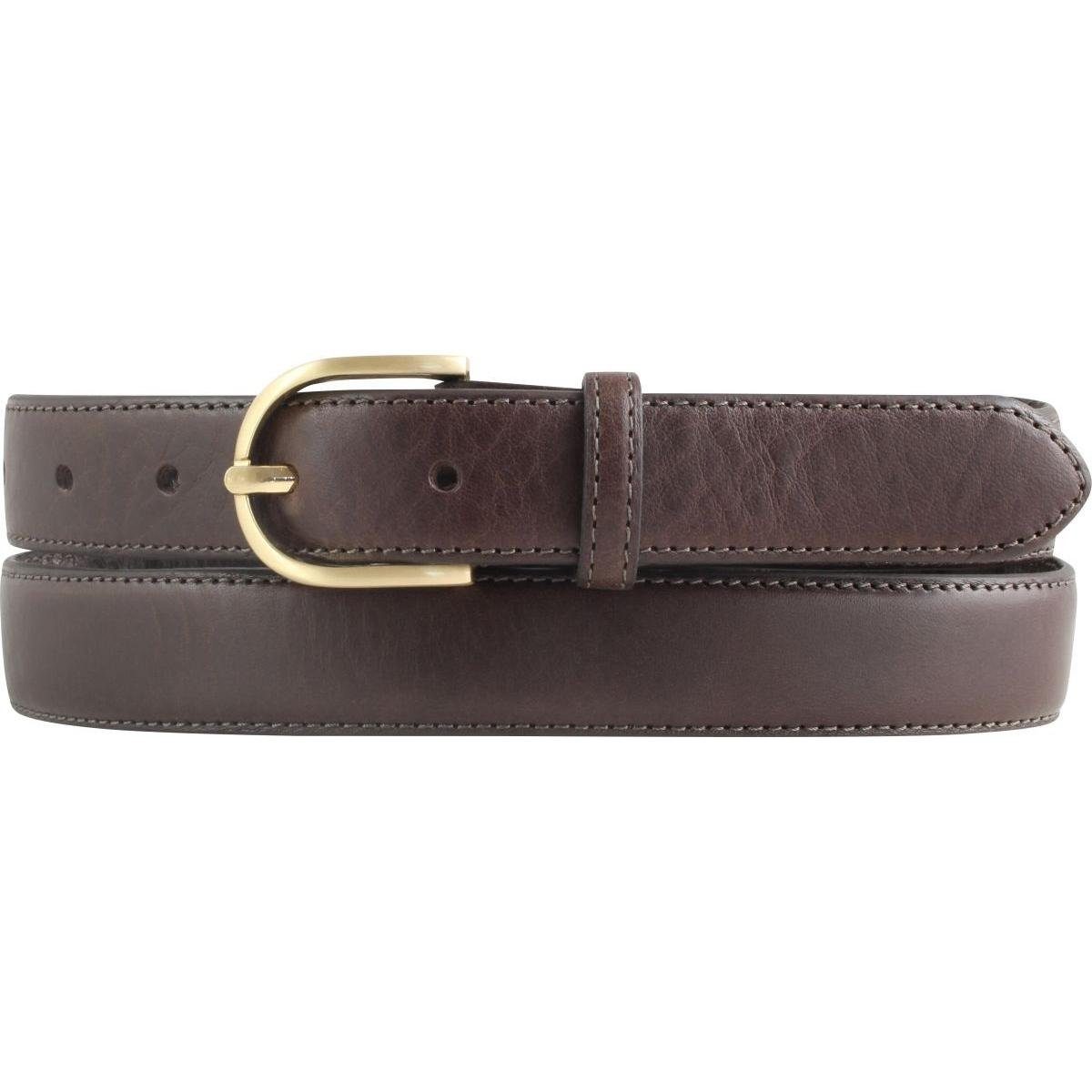 BELTINGER Ledergürtel Damen-Gürtel aus Vollrindleder 2,5 cm - Schmaler Gürtel für Damen 25mm Braun, Gold