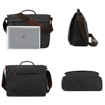 TAN.TOMI Laptoptasche Laptoptaschen Umhängetaschen Laptoptasche für 15,6 Zoll Laptop, Verstellbarer Schultergurt,Canvas Schultasche,Aktentasche groß