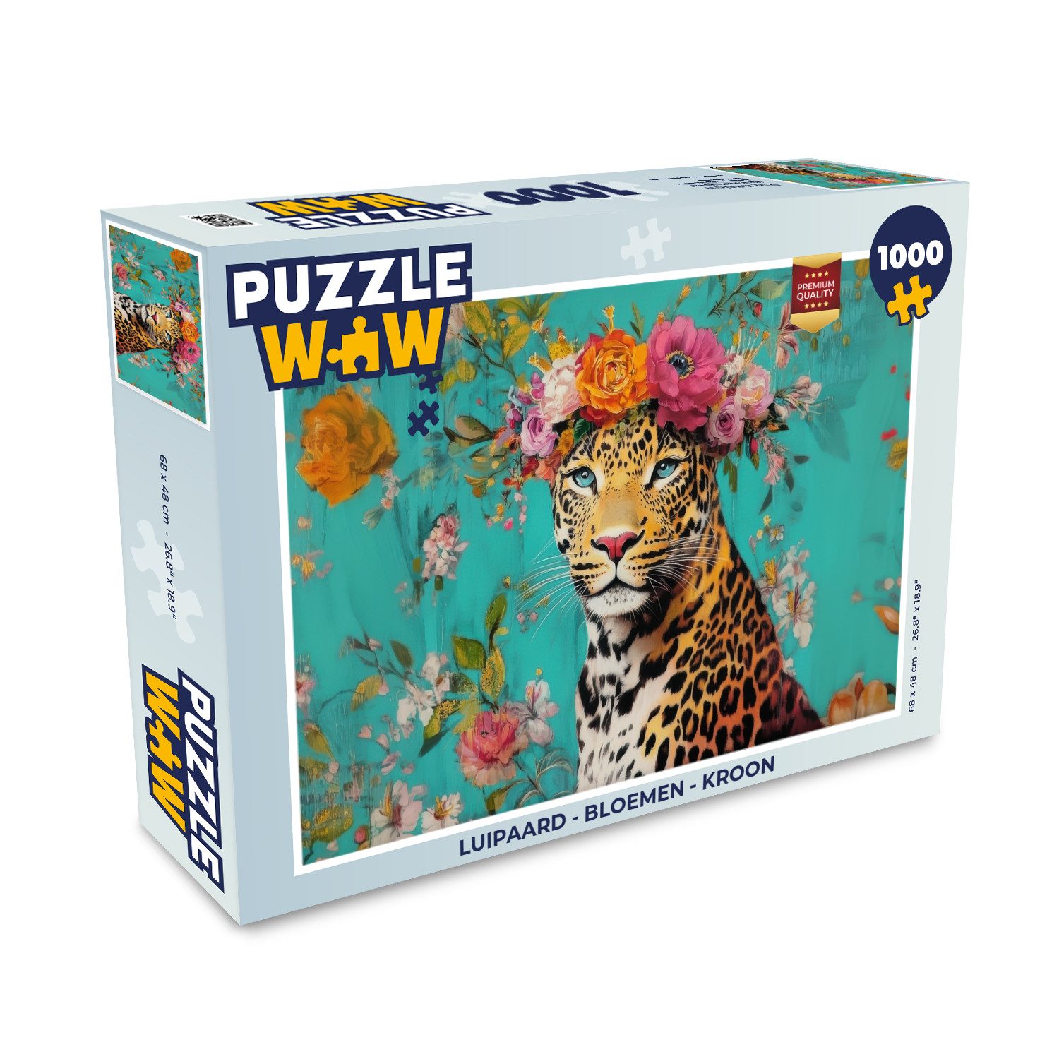 Puzzle Leopard - Blumen - Krone