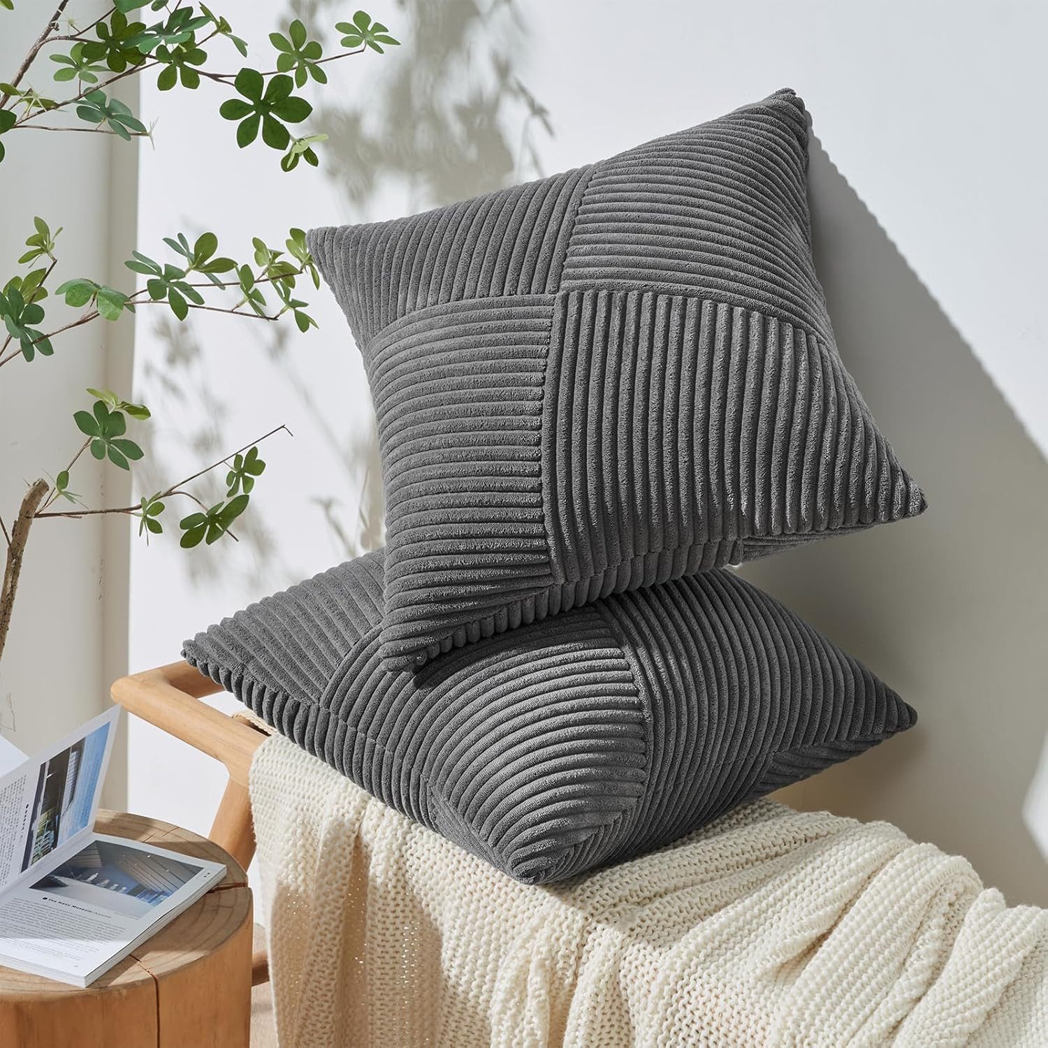 Topfinel Kissenbezüge Kordsamt 2er Set-Windmühle Streifen günstig online kaufen