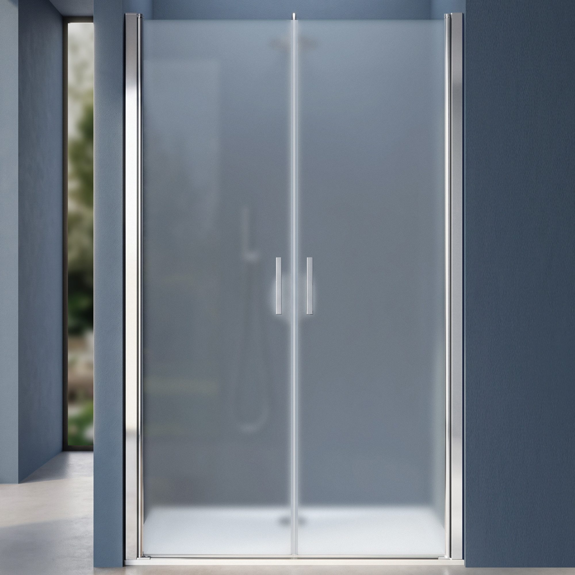 doporro Dusch-Drehtür Duschtür Nischentür 6mm ESG mit Nano-Beschichutng 195cm Teramo24, 80x195 cm, ESG, 25mm Verstellbereich, Beide Türen mit Hebe-/Senkmechanismus