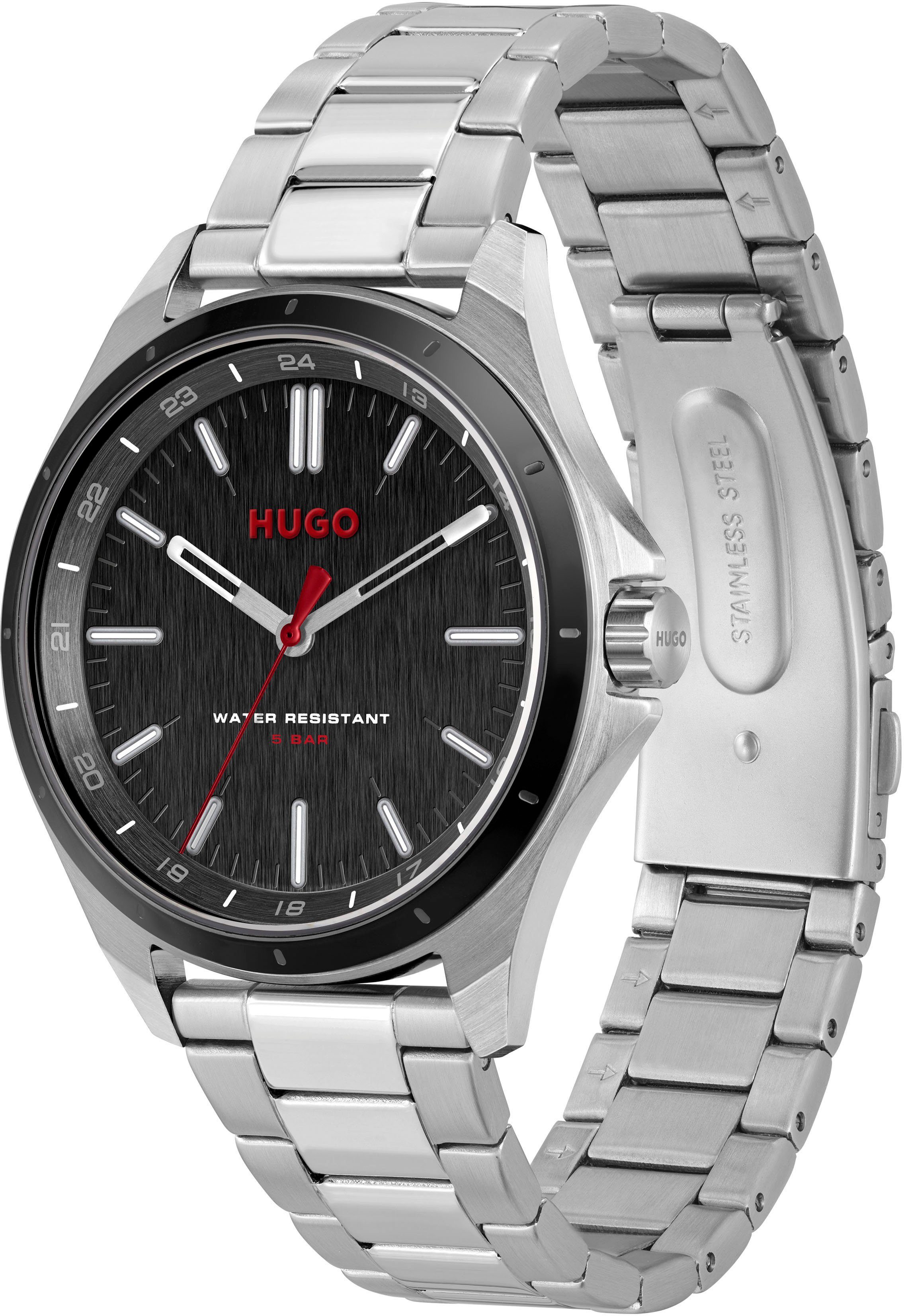 HUGO Quarzuhr #COMPLETE 1530323, Armbanduhr, Herrenuhr, Mineralglas, Edelstahlarmband