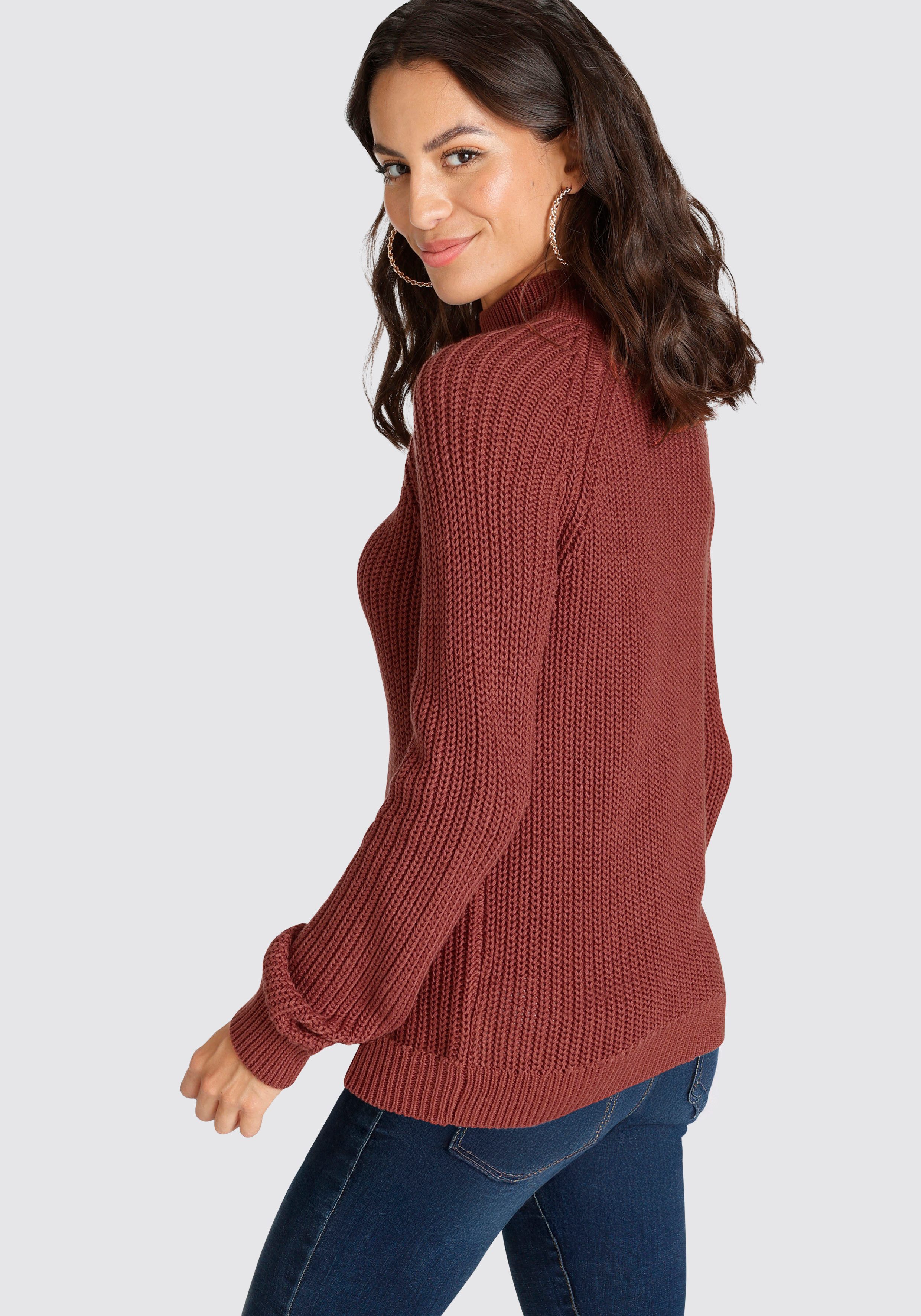 Laura Scott Strickpullover aus Grobstrick mit Stehkragen