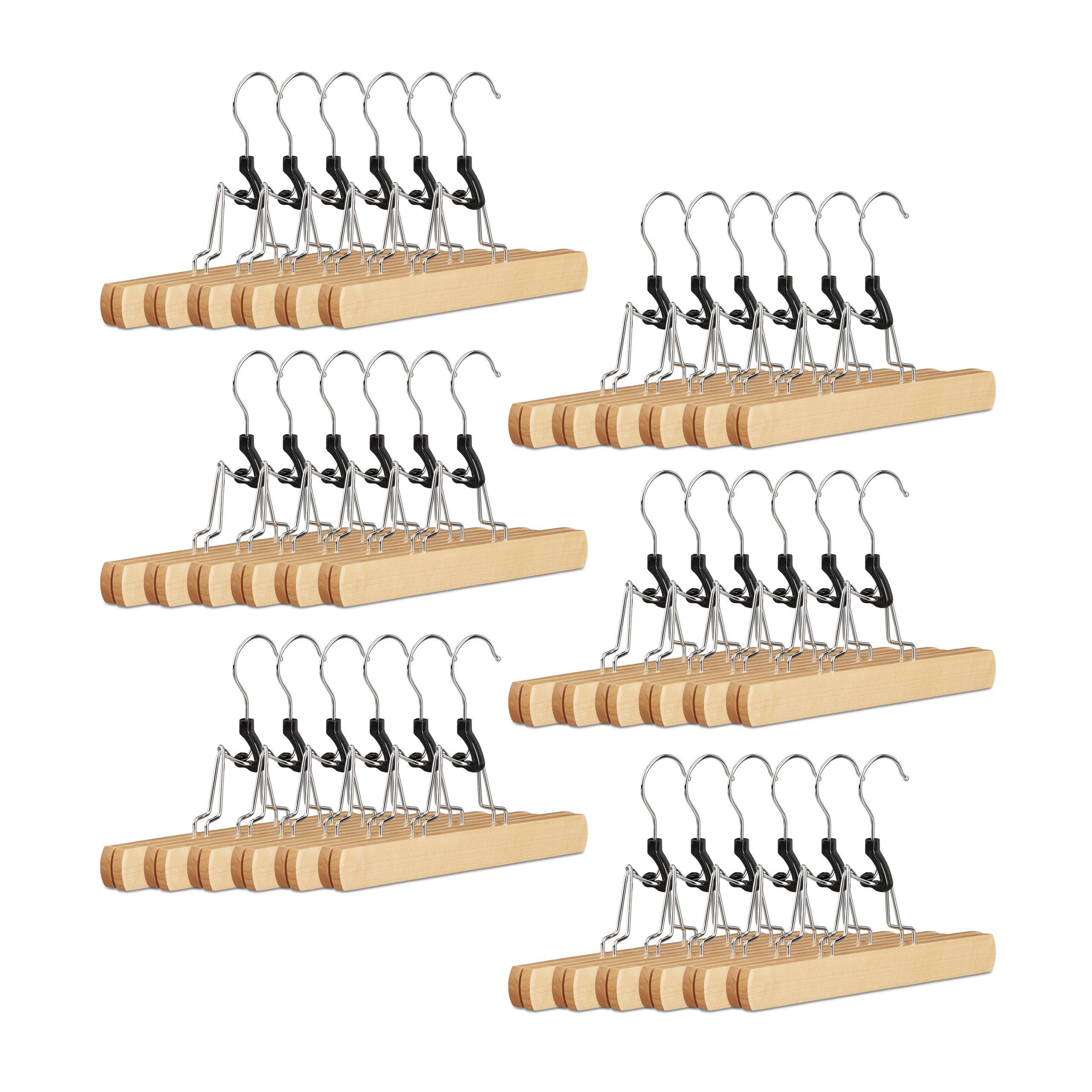 Kleiderbügel 36 x Hosenspanner Holz