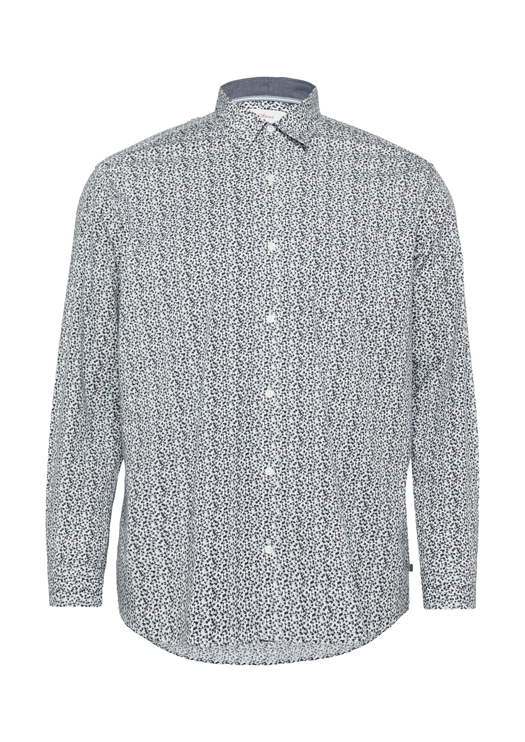 s.Oliver Langarmhemd Hemd Slim Fit: Gemustertes Hemd mit Kentkragen
