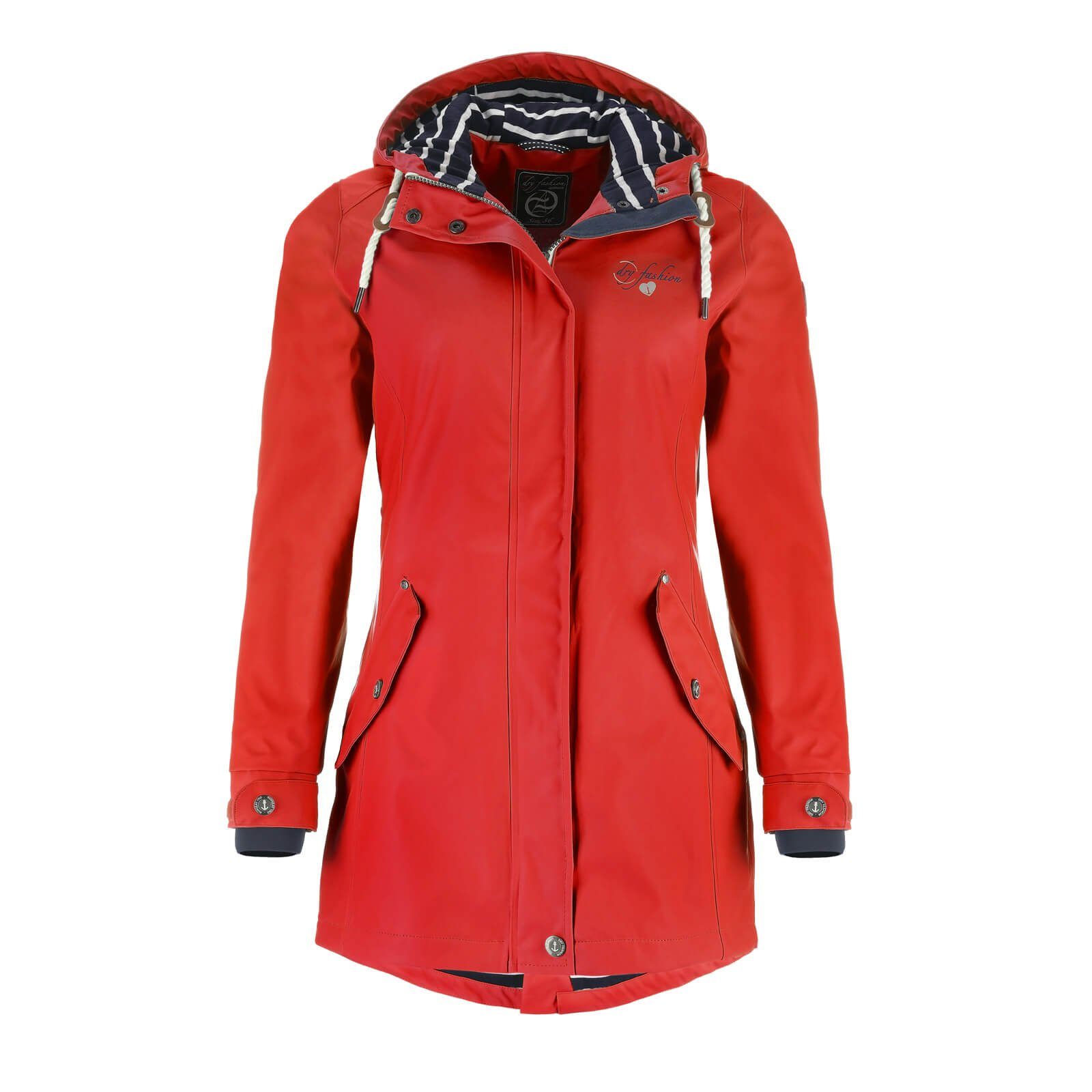 Dry Fashion Regenjacke Damen Regenmantel Kiel mit verstellbarer Kapuze -  wind- & wasserdicht