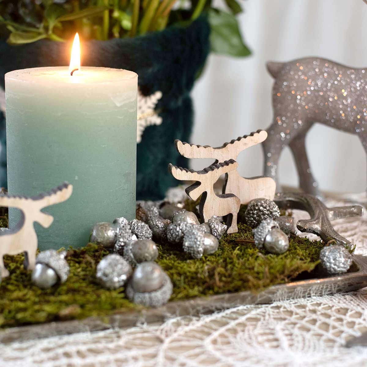 Florists Products Weihnachtsmann Holzelch Streudeko Advents-Dekoration kreativ basteln, 30 Stück