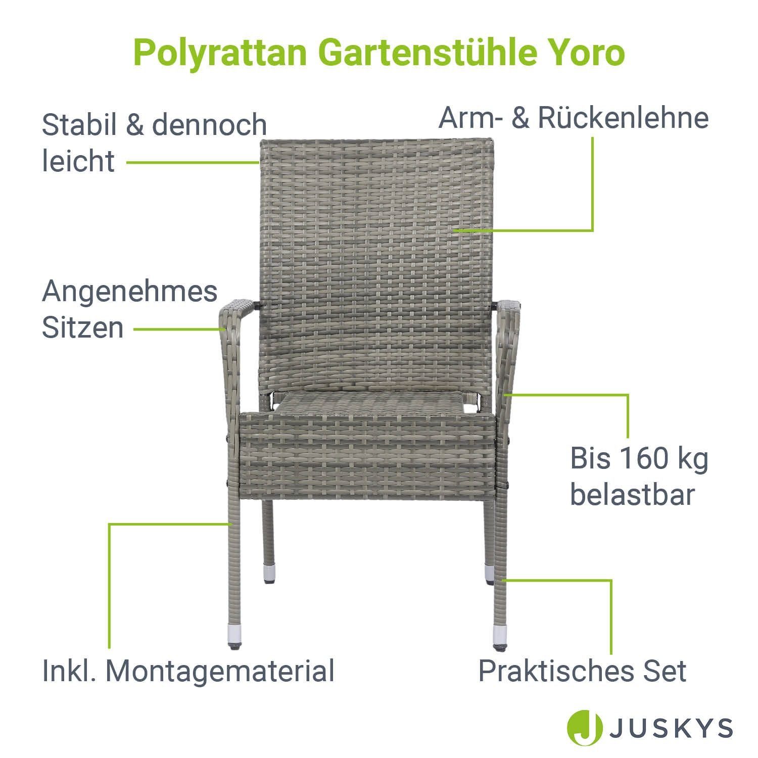 modern, und Gartenstuhl Juskys Yoro St), Grau-meliert stabil leicht (2 stapelbar,