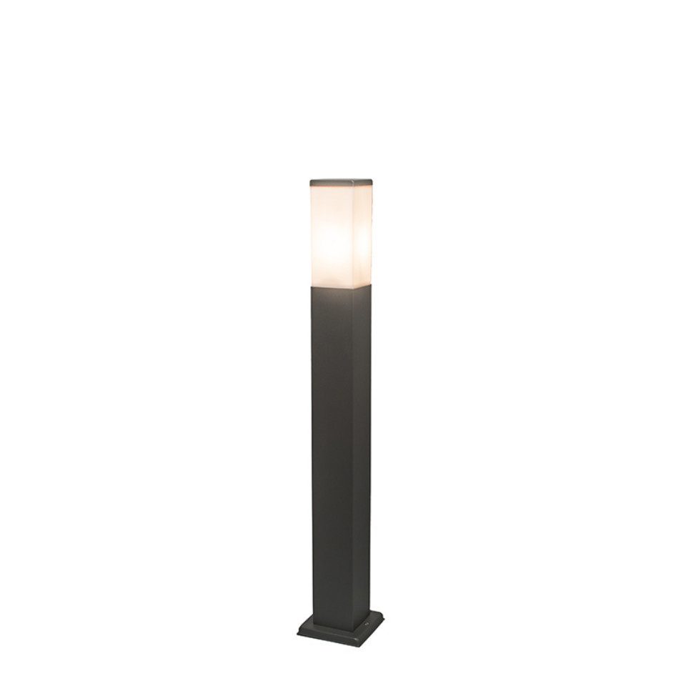 Qazqa Außen-Stehlampe Malios, LED wechselbar, E27, Dunkelgrau, Modern, Edelstahl, 1-flammig