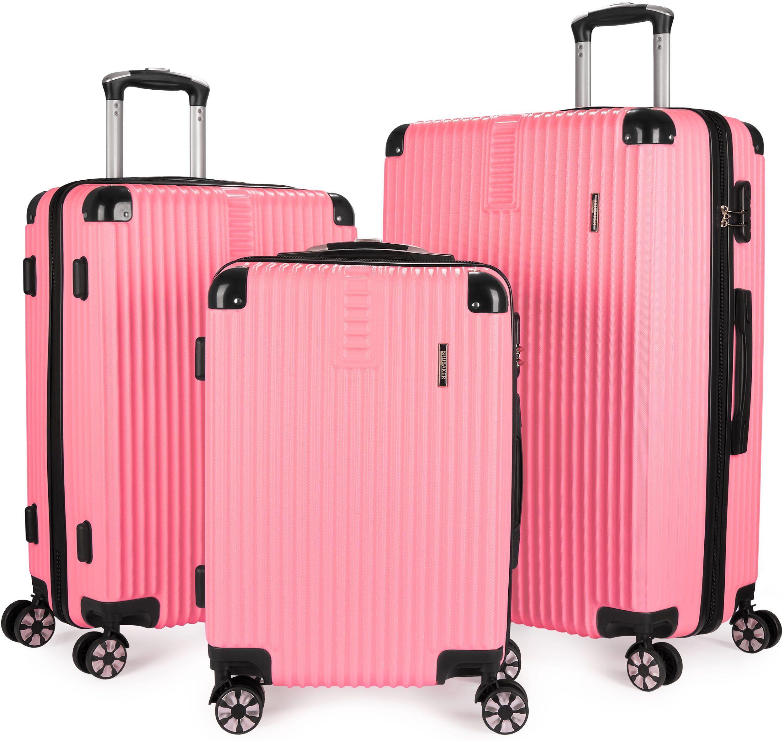BRUBAKER Kofferset London - Reisekoffer Set inklusive Handgepäck - Hartschalen Koffer, 4 Rollen, (ABS Trolleys (M, L, XL), 3 tlg., Boardcase), mit Zahlenschloss, 4 Rollen und Komfort Tragegriffen