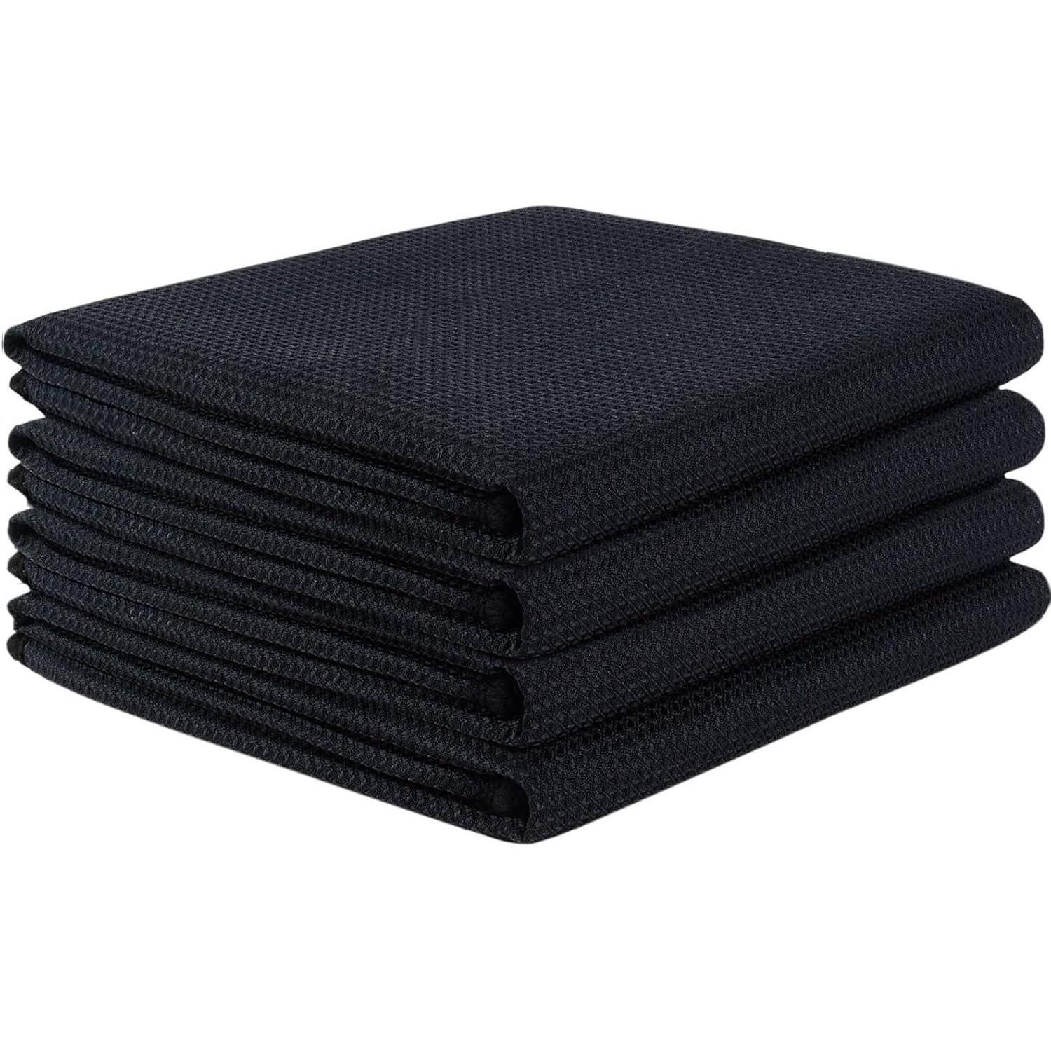 VIVOTE Mikrofaser Geschirrtuch 50x70cm schwarz fusselfrei saugfähig schnell Mikrofasertuch