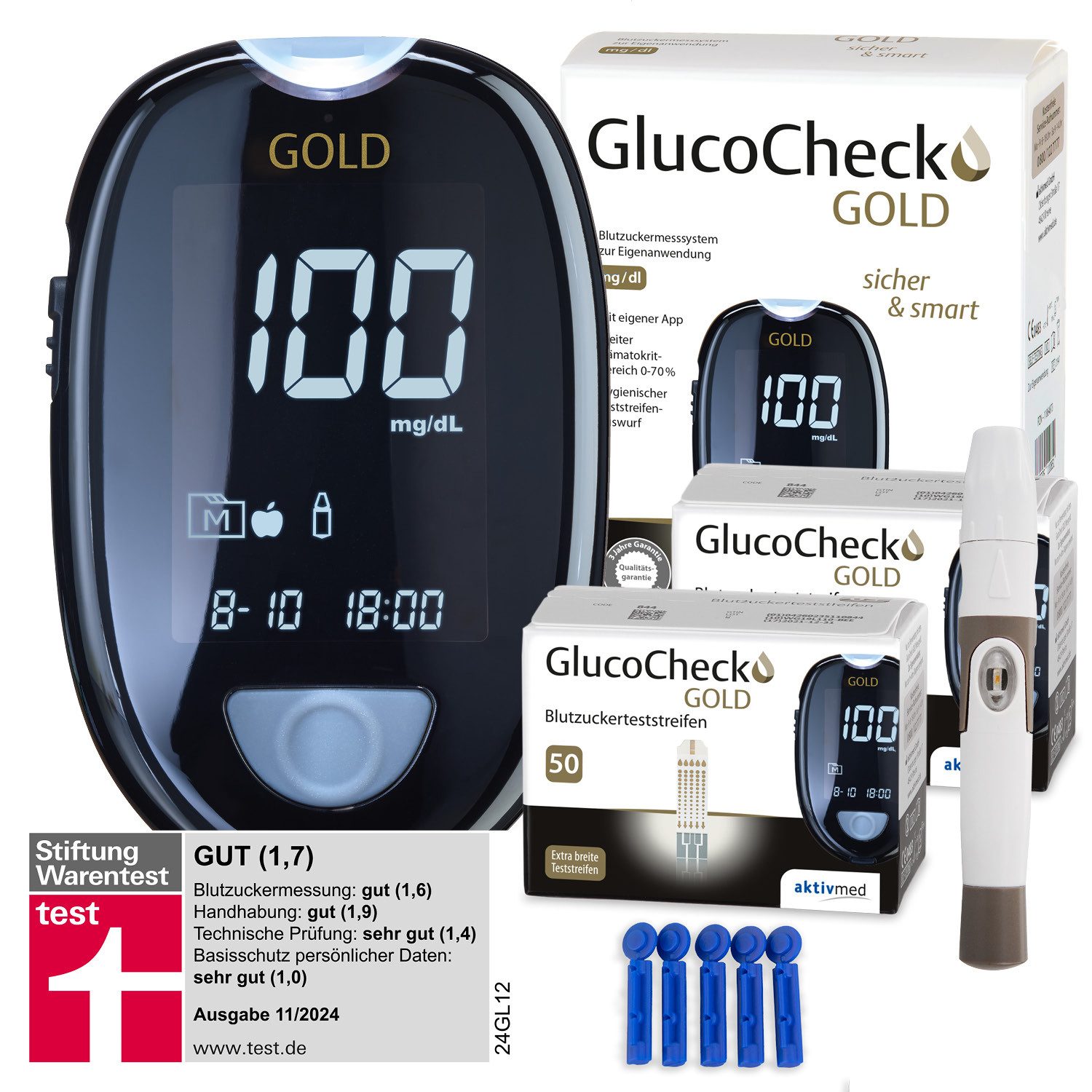 Blutzuckermessgerät GlucoCheck GOLD Blutzuckermessgerät