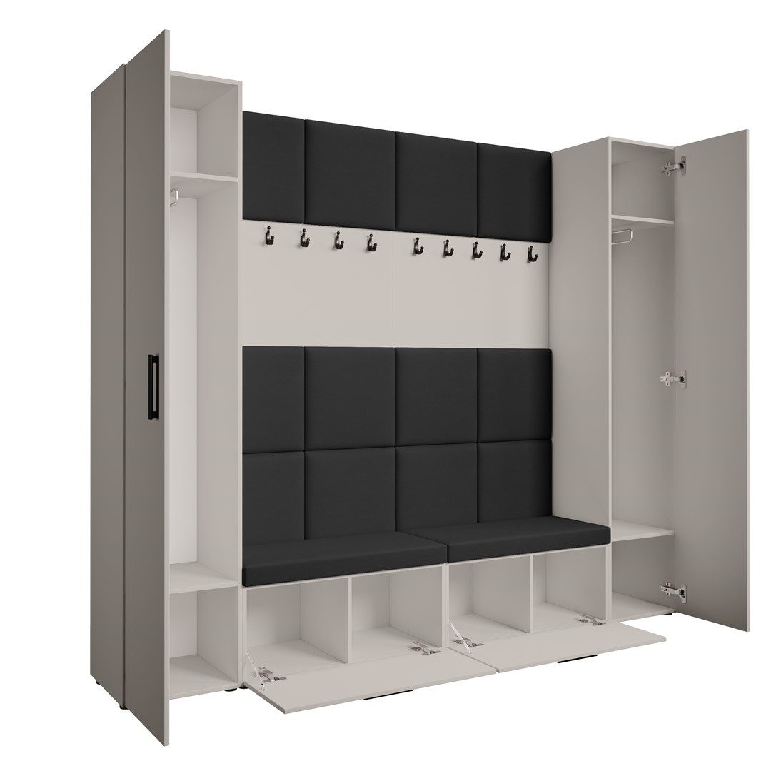 Beautysofa Garderobenschrank Garderobenschrank mit gepolsterten Paneelen MA günstig online kaufen