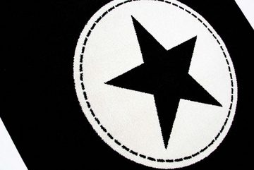 Kinderteppich Kinderteppich Sterne Schwarz Creme, TeppichHome24, rechteckig, Höhe: 0.9 mm