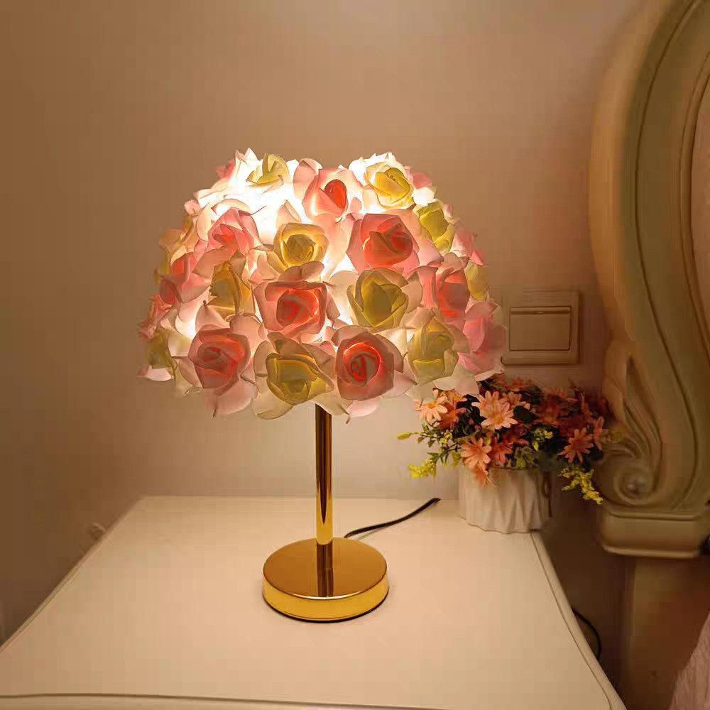 JDONG Nachttischlampe Kreative Blumen Schreibtischlampe,Rosa-Weiß / günstig online kaufen
