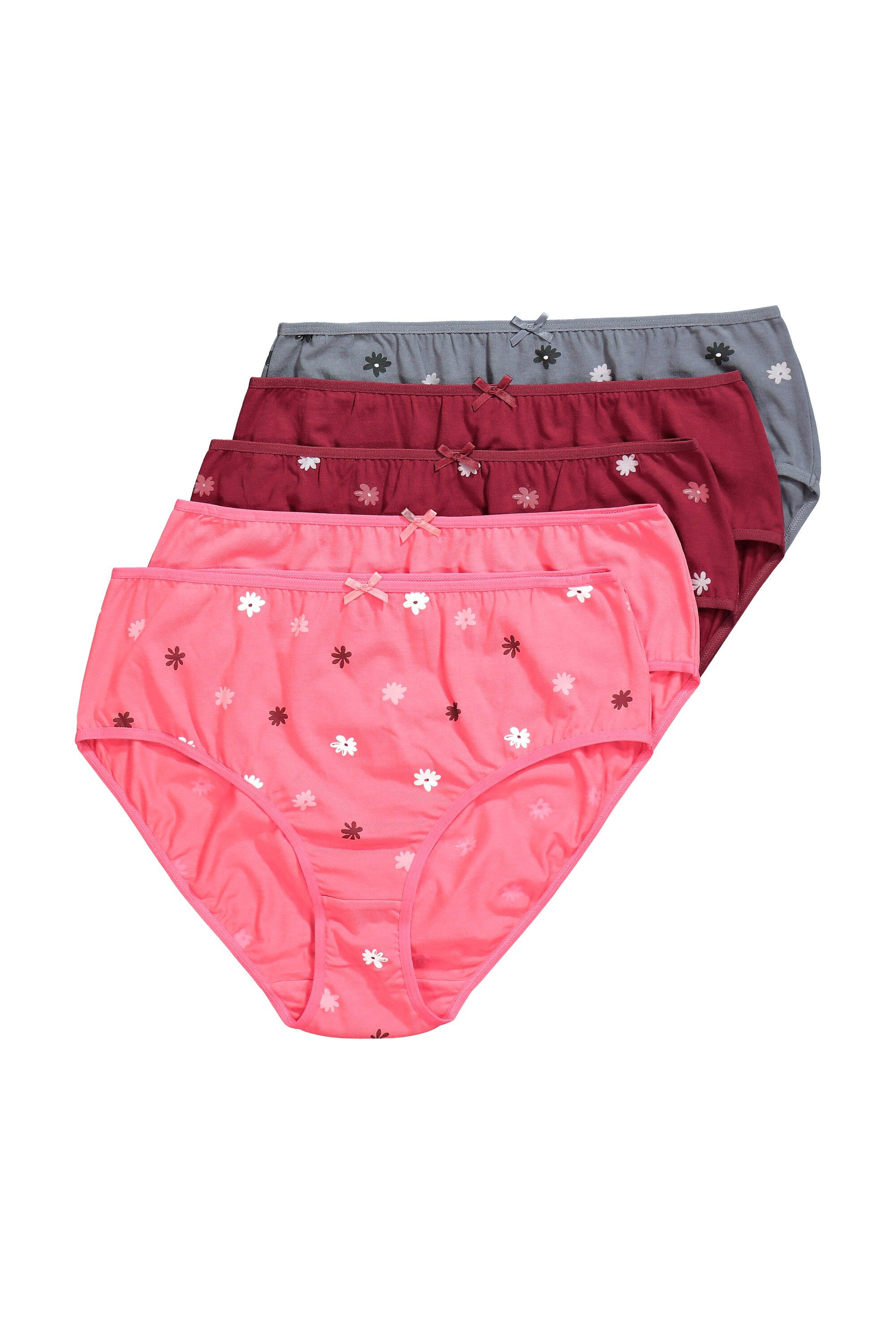 Ulla Popken Midislip Midislips 5er-Pack Blumen / einfarbig