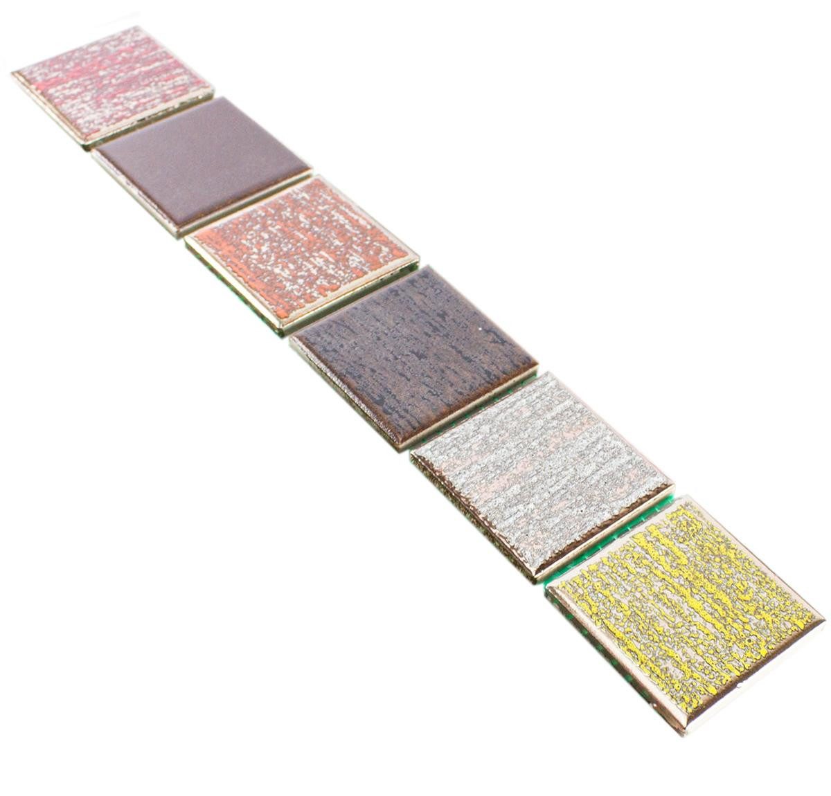 Mosafil Mosaikfliesen Keramik Fliesen Bordüre Bridport Bunt Mix, Keramik 31.600x5.000, bunt, Verlegefertig auf ein Netz geklebt - Frostsicher - Wasserfest