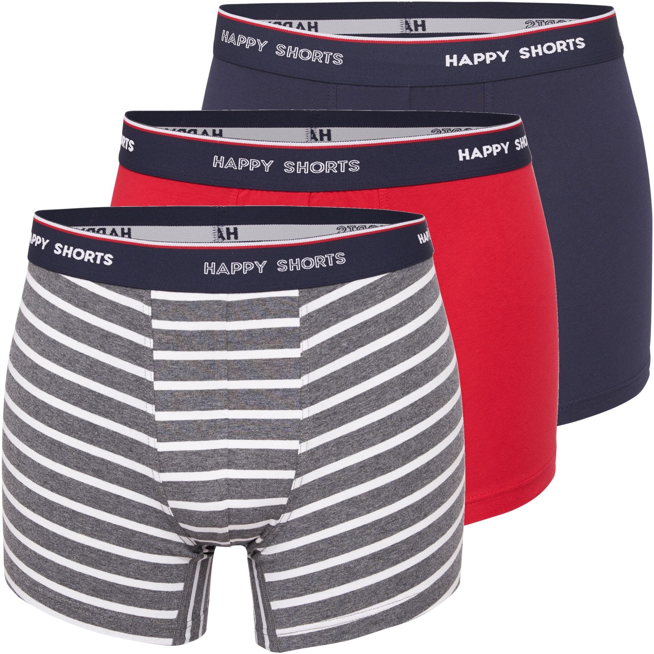 HAPPY SHORTS Trunk 3er Pack Happy Shorts Boxershorts Pants Boxer Jersey maritime Streifen (1-St) Maritim 1