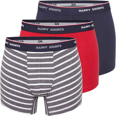 HAPPY SHORTS Trunk 3er Pack Happy Shorts Boxershorts Pants Boxer Jersey maritime Streifen (1-St)