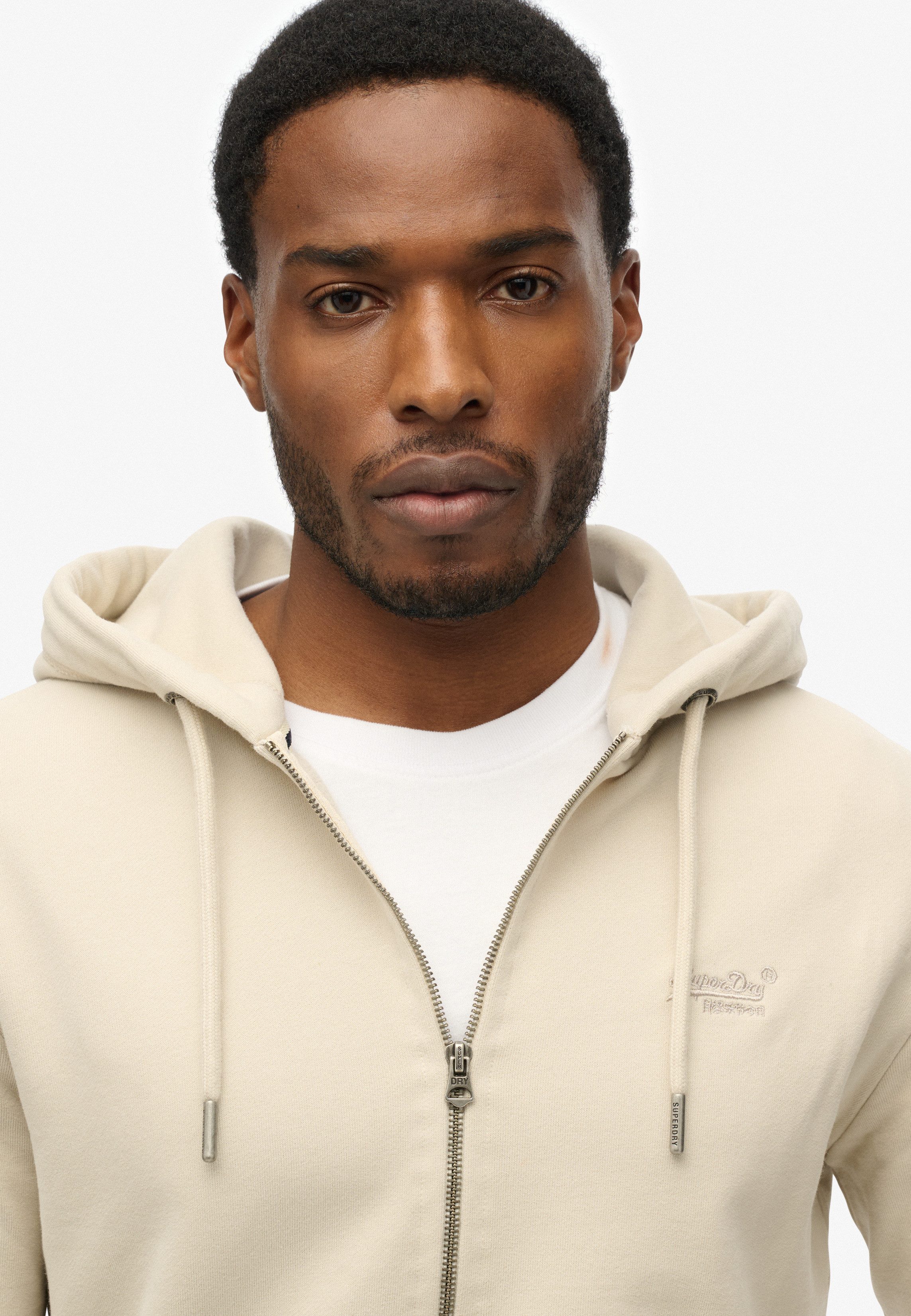 Superdry Kapuzensweatjacke ESSENTIAL LOGO ZIP HOODIE HB Baumwollmischung, slim fit