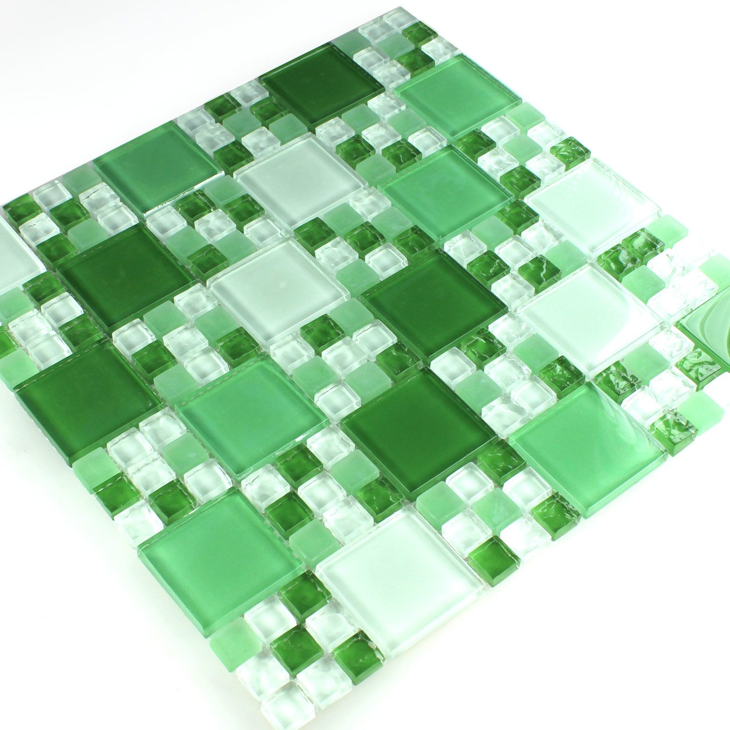 Mosafil Mosaikfliesen Glasmosaik Fliesen Aloha, Glas 30.000x30.000, grün, Wasserfest