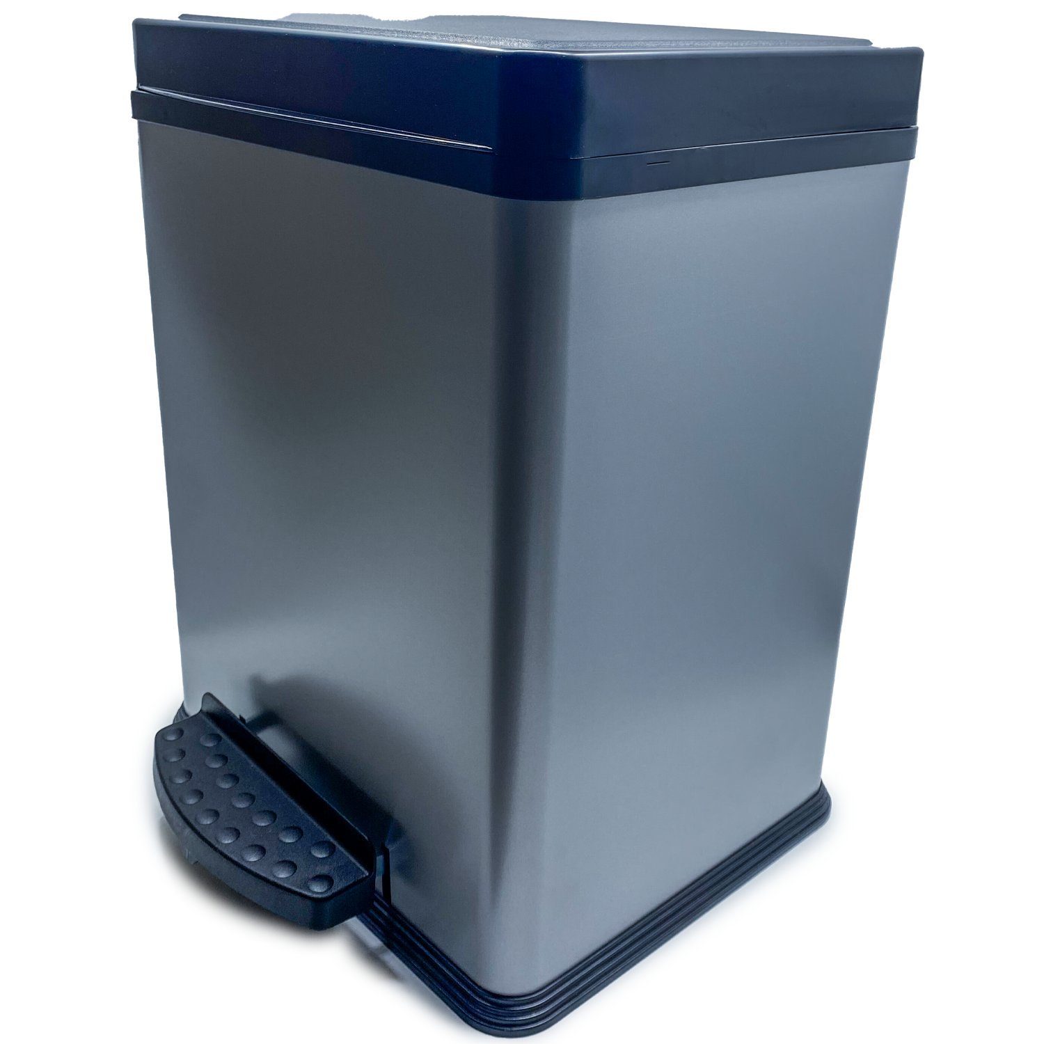 Landshop24 Mülleimer Treteimer Abfalleimer Mülleimer Metall silber-schwarz Abfallbox 2x10L, Hergestellt im Erzgebirge (Deutschland)