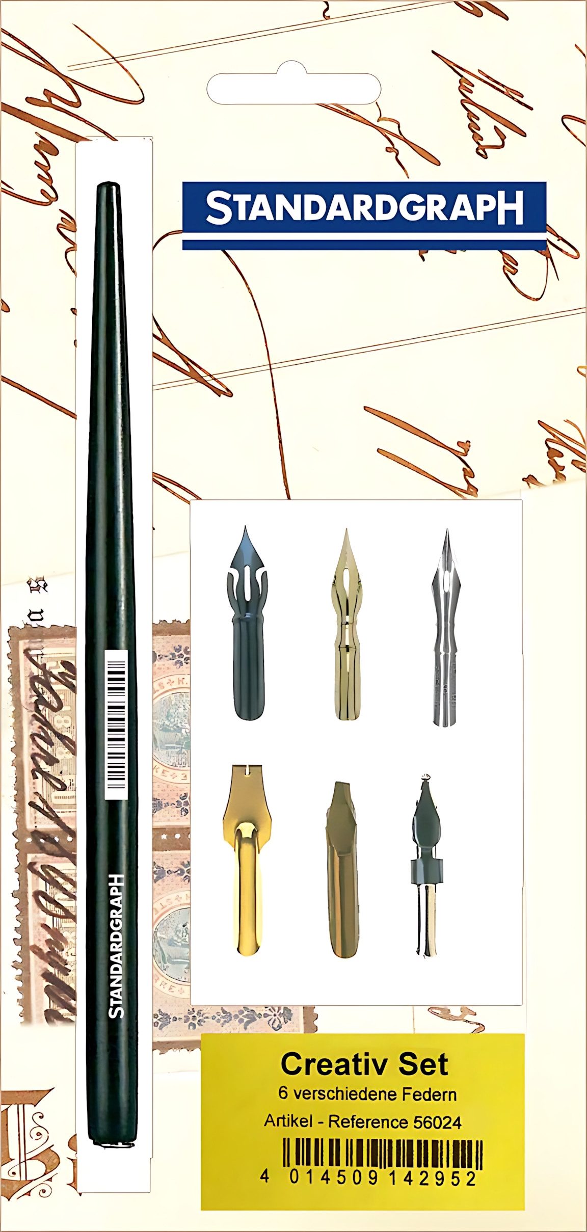 STANDARDGRAPH Kalligraphie-Stift Standardgraph Creativ 6 verschiedene Federn + Federhalter Pack