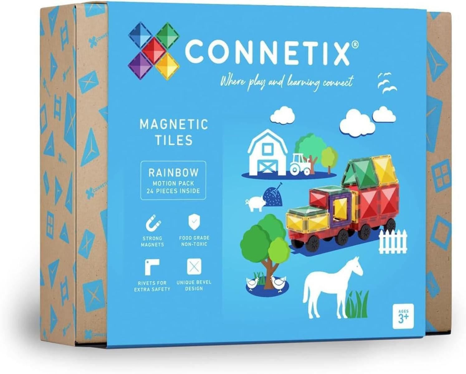 Connetix Kugelbahn CONNETIX Magnetbausteine Regenbogen 24 Stück