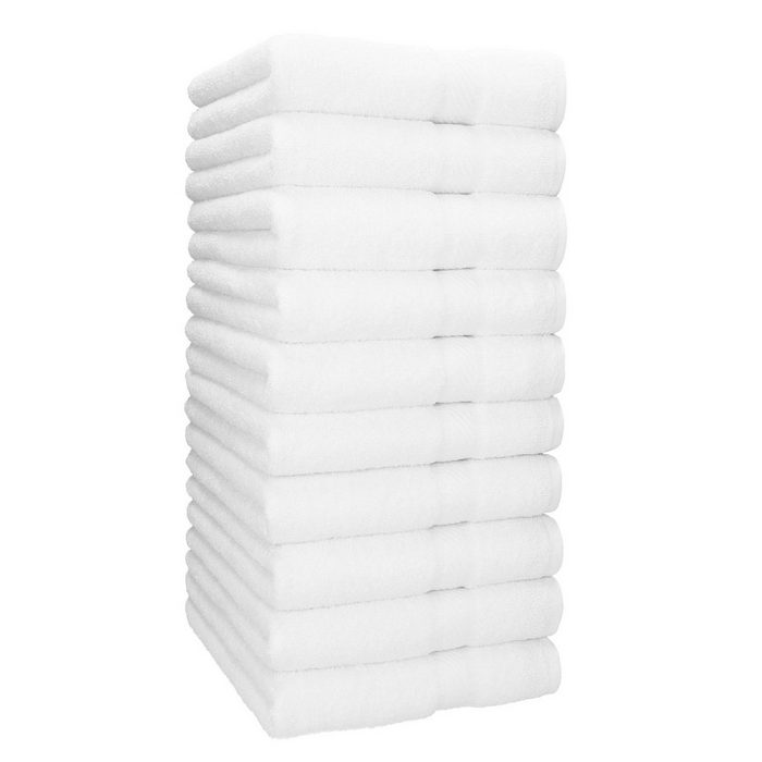 Betz Handtücher 10 Stück Handtücher Palermo Handtuch-Set 100% Baumwolle Größe 50x100cm Farbe Weiß 100% Baumwolle