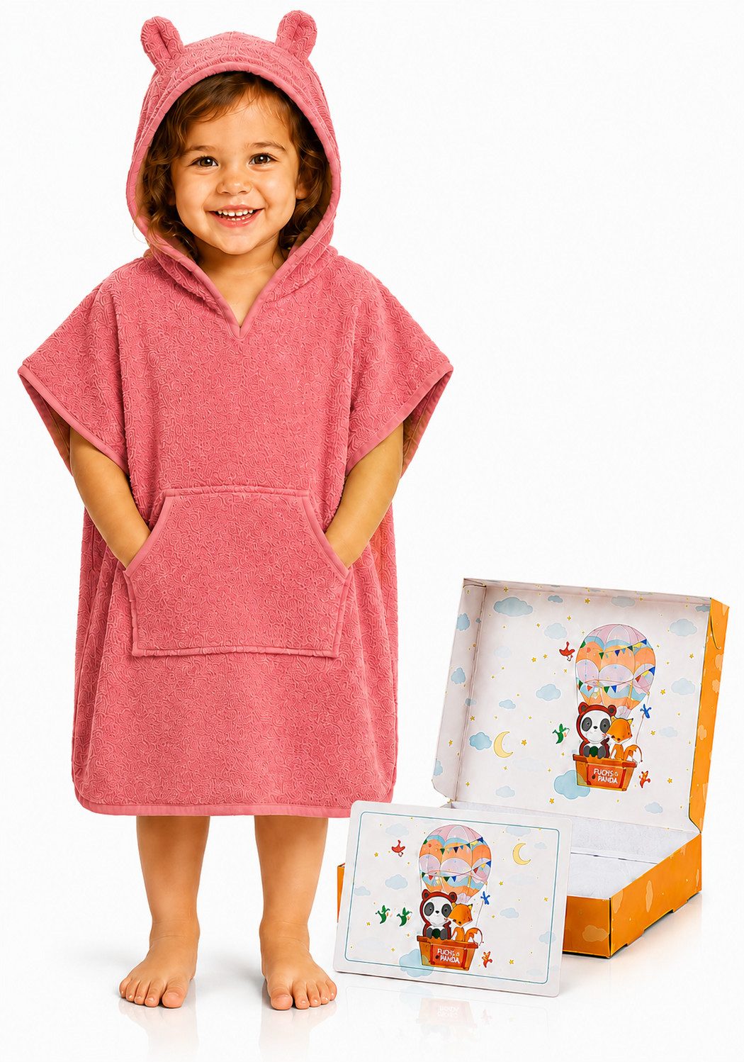 Fuchs & Panda Badeponcho Kuscheliger Badeponcho Baby und Kinder (0-6Jahre) aus 100% Bambus, 100% Bambus: Antimikrobiell, Atmungsaktiv, Hypoallergen, Superweich