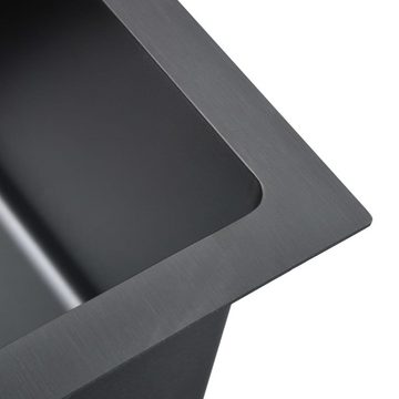 möbelando Küchenspüle 3007882, 50/20 cm, (LxBxT: 53x50x20 cm), aus Edelstahl mit gebürsteter Oberfläche in Schwarz