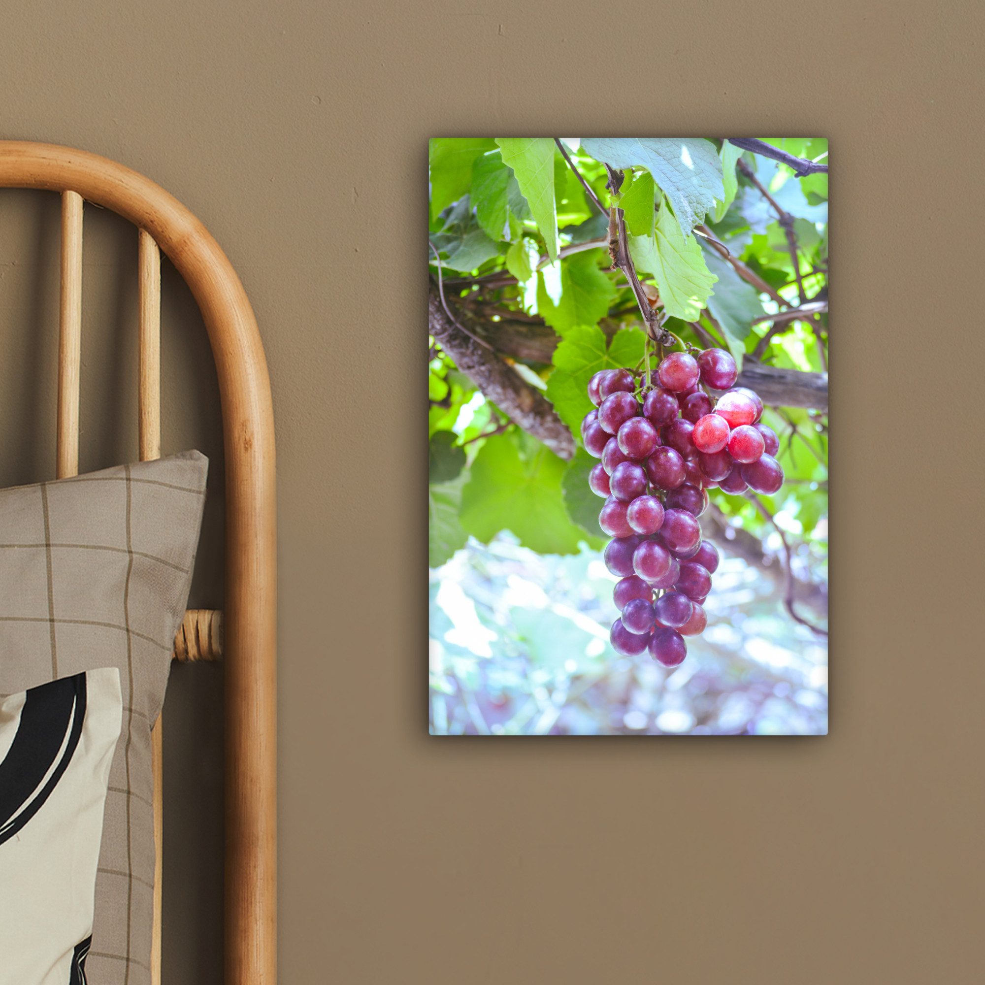 OneMillionCanvasses® Leinwandbild Rote Trauben im Weinberg auf einem Zweig, Fotodruck (1 St), Leinwand Canvas Wandbild, Wanddekoration 20x30 cm – Bild 4 von 5