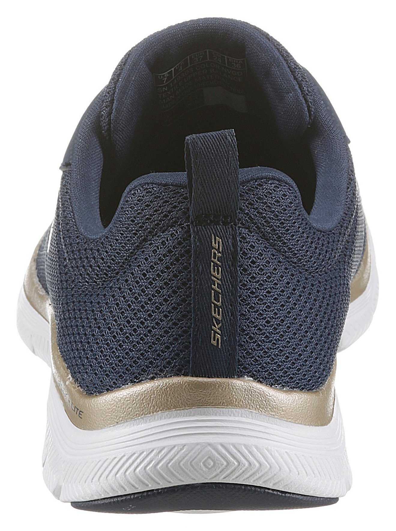 Skechers BRILLINAT Memory 4.0 Foam mit Sneaker FLEX APPEAL Air-Cooled Ausstattung navy-goldfarben VIEW