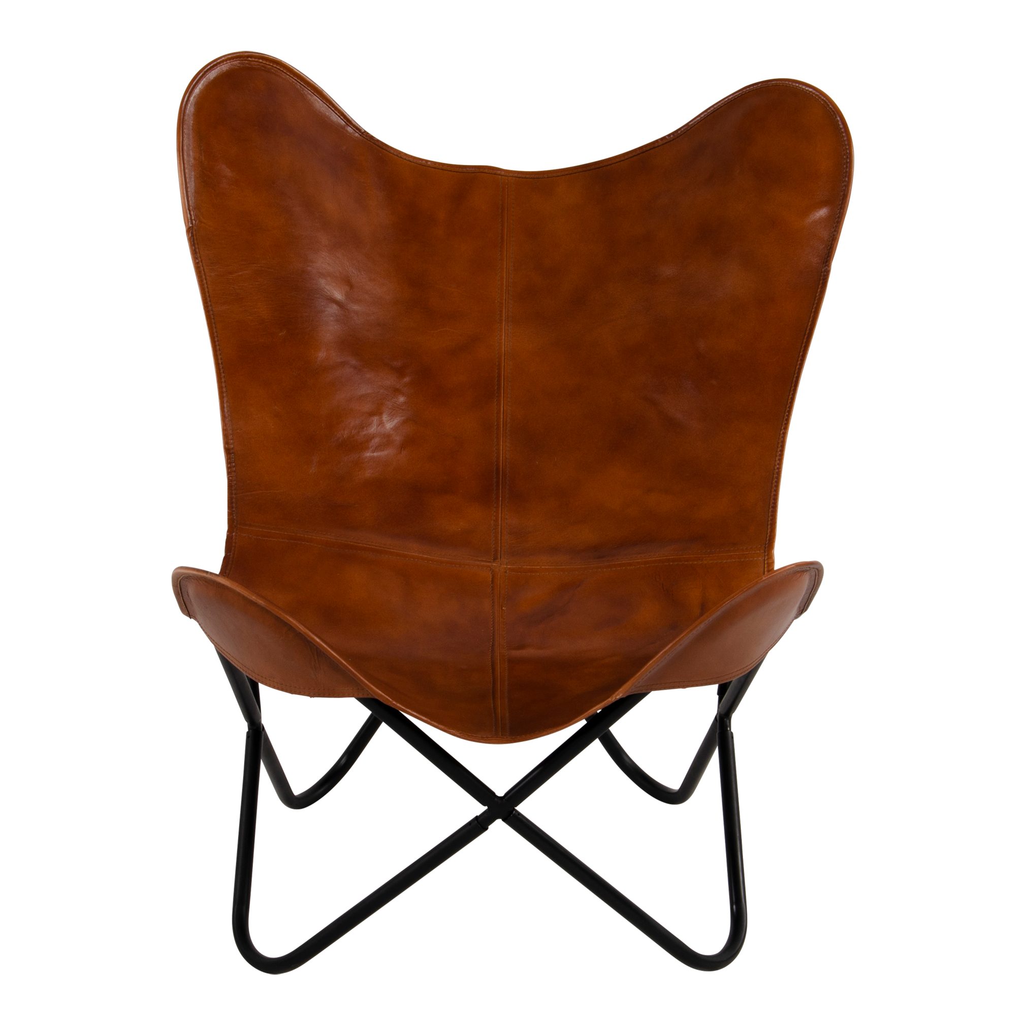 habeig Cocktailsessel Butterfly Chair, Echtleder, Cognac-Braun, günstig online kaufen
