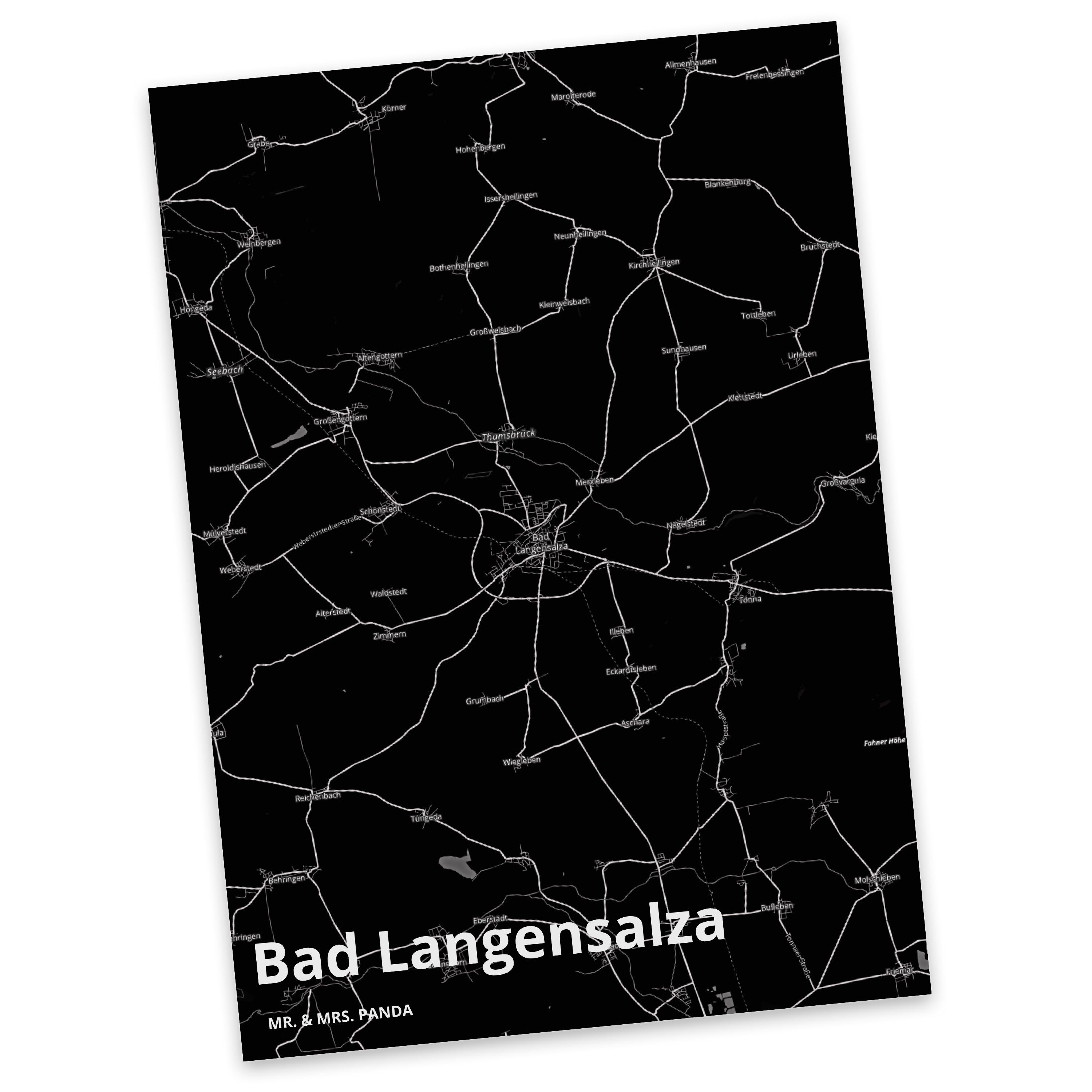 Mr. & Mrs. Panda Postkarte Bad Langensalza - Geschenk, Grußkarte, Stadt Dorf Karte Landkarte Map