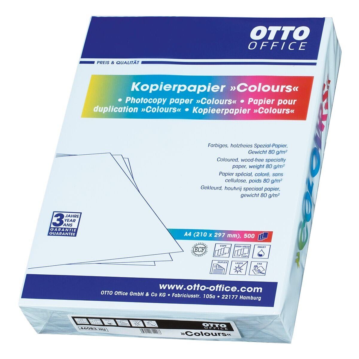 Otto Office  Office Drucker- und Kopierpapier COLOURS, Pastellfarben, Format DIN A4, 80 g/m² hellblau