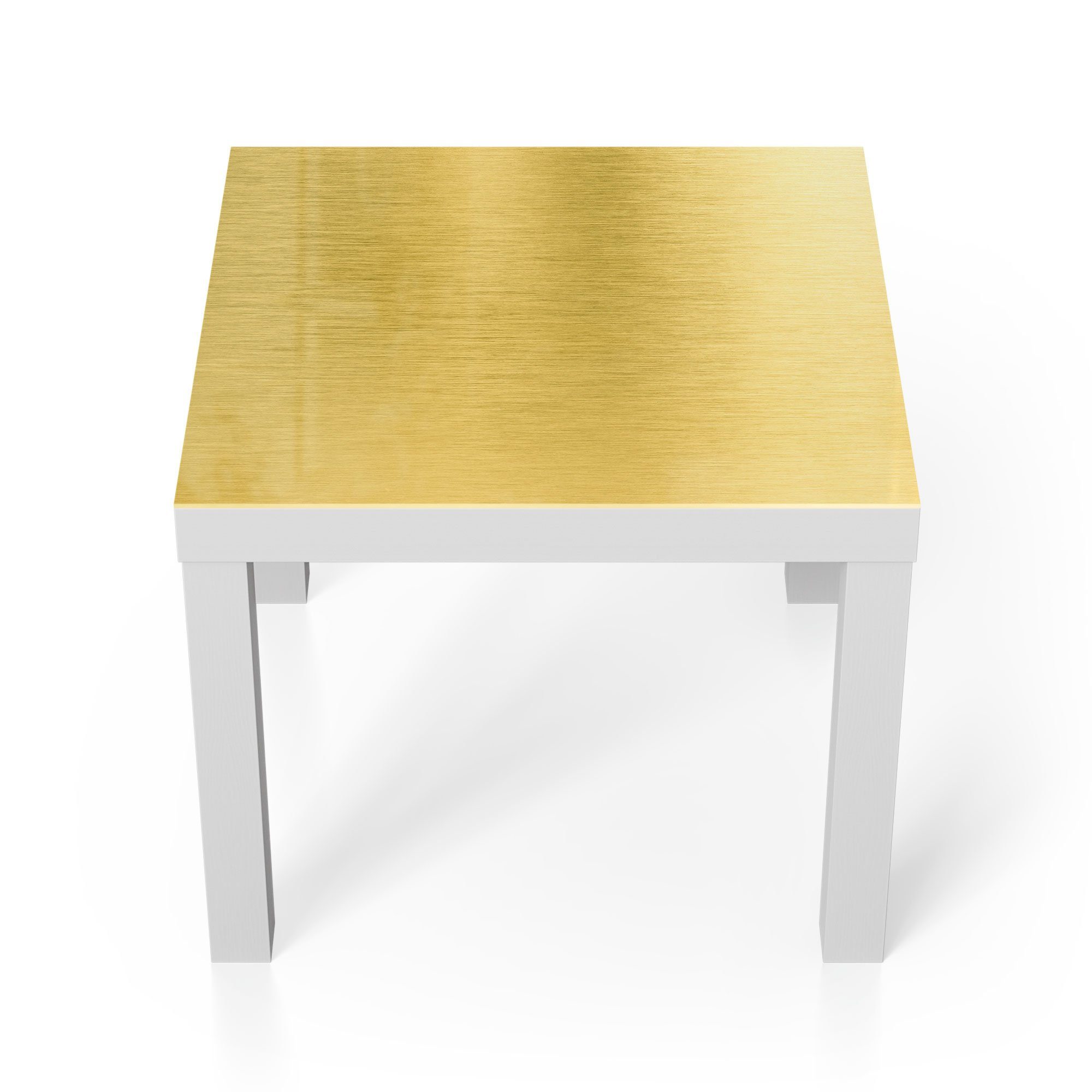 DEQORI Couchtisch 'Gebürstete Goldoberfläche', Glas Beistelltisch Glastisch modern Weiß
